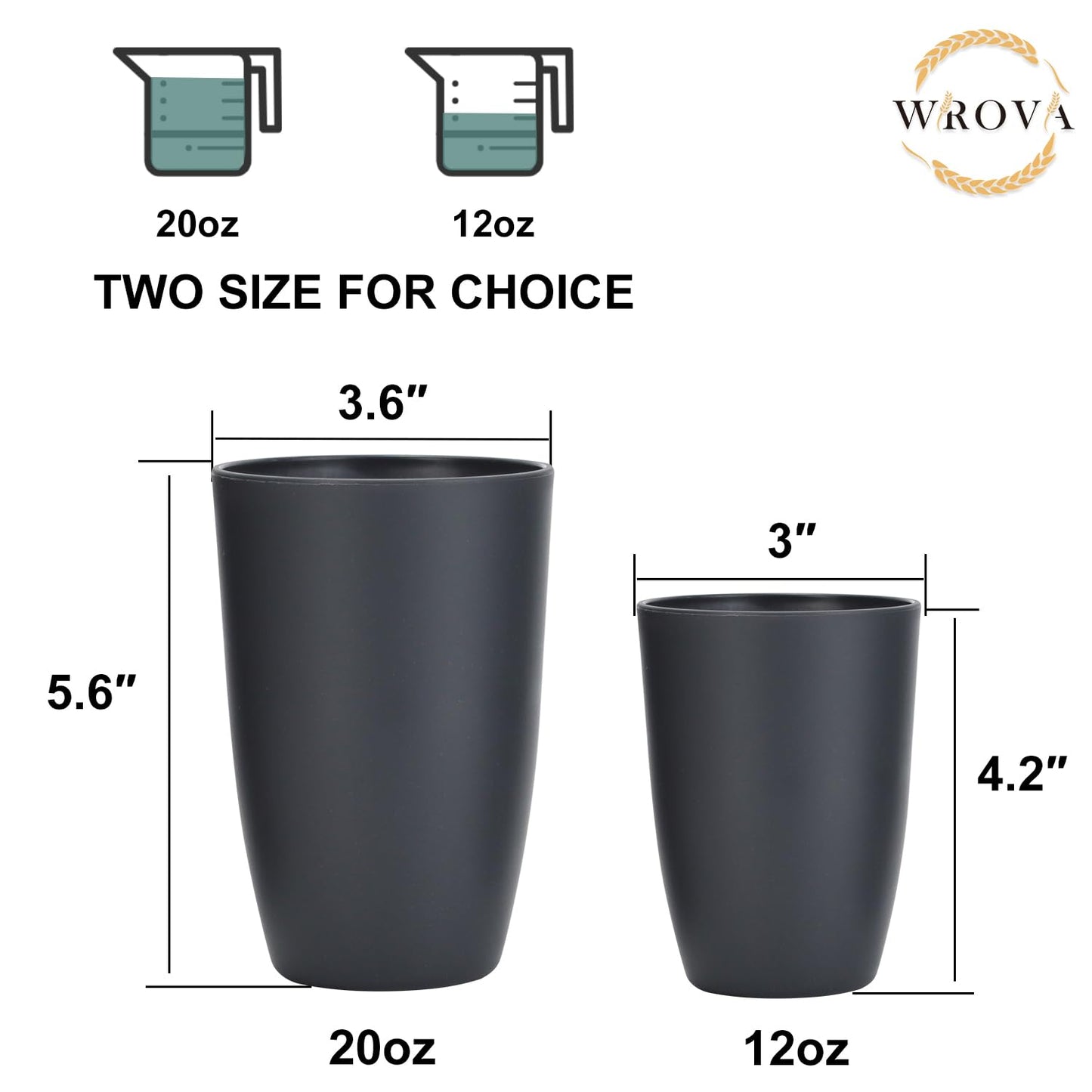 Wheat Straw Cups 8 PCS Good Alternative to Plastic Reusable Cups 20 oz Unbreakable Drinking Cup Reusable Dishwasher Safe Water Plastic Glasses Colorful Series