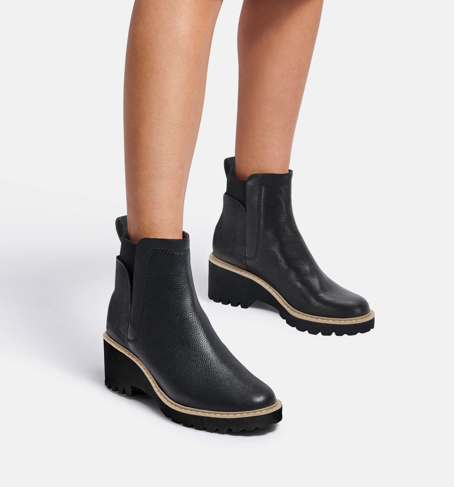 Trish Lucia Damen Chelsea-Stiefel mit Plateausohle, knöchelhoch, klobiger Blockabsatz, rutschfest, Wildleder, modische Schlupfstiefeletten