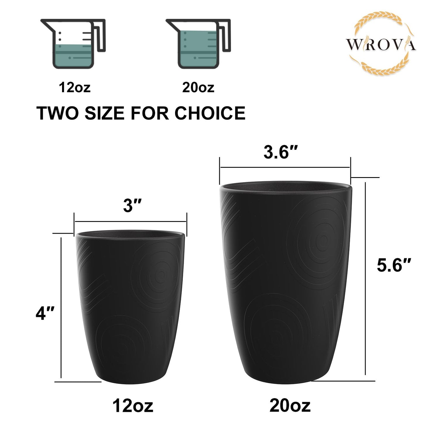 Wheat Straw Cups 8 PCS Good Alternative to Plastic Reusable Cups 20 oz Unbreakable Drinking Cup Reusable Dishwasher Safe Water Plastic Glasses Colorful Series