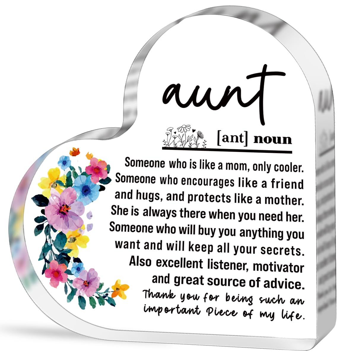 A heartfelt thank-you gift that says it all—beautifully printed on a clear 4.7 x 4.3 inch acrylic sign. Stylish, lightweight, and ready to display on any desk, shelf, or tabletop. Each piece is gift-ready and designed to leave a lasting impression.