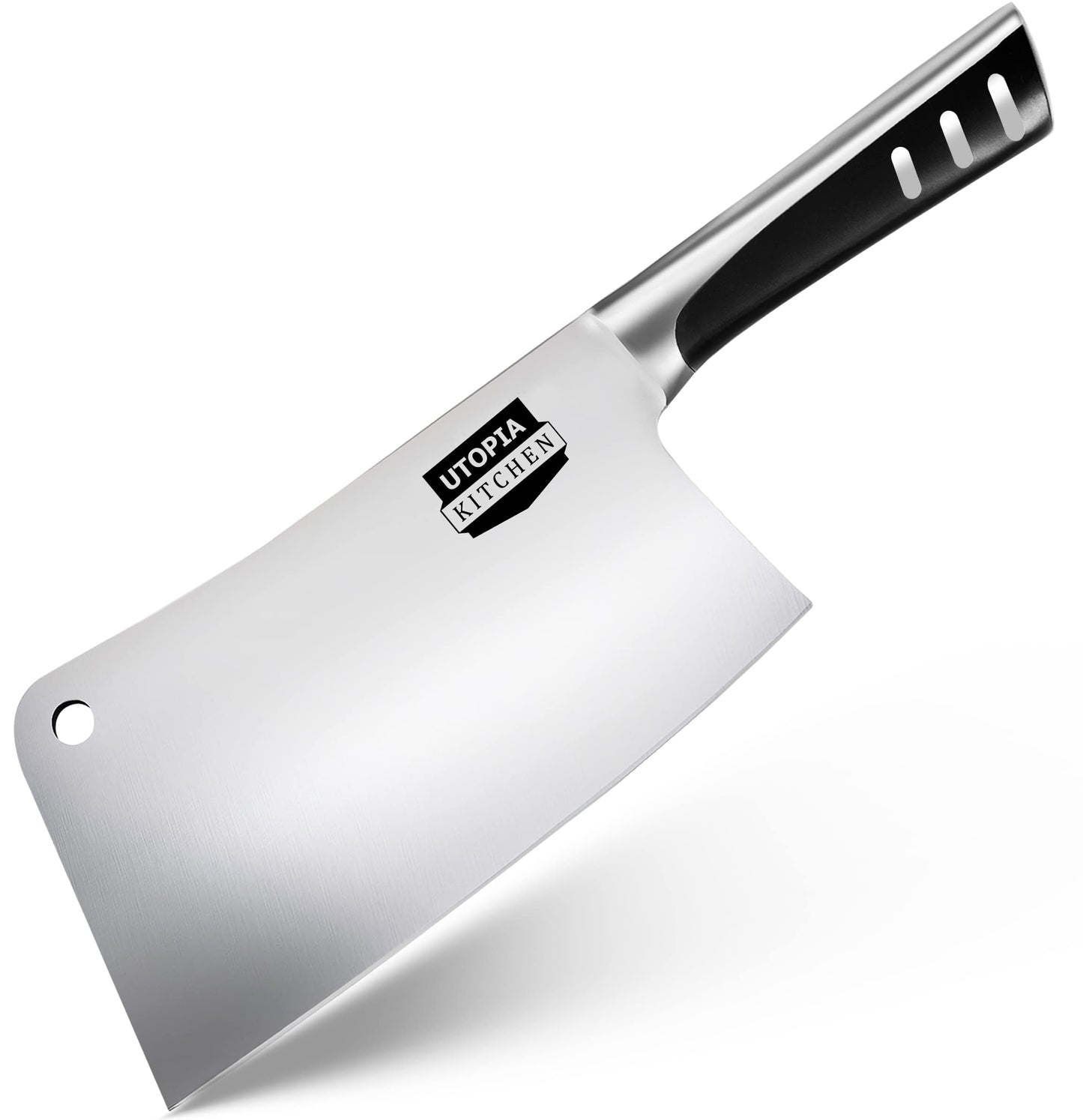 Utopia Kitchen 8 Inch Cleaver Knife Stainless Steel Chopper Butcher Knife for Home Kitchen and Restaurant Black
