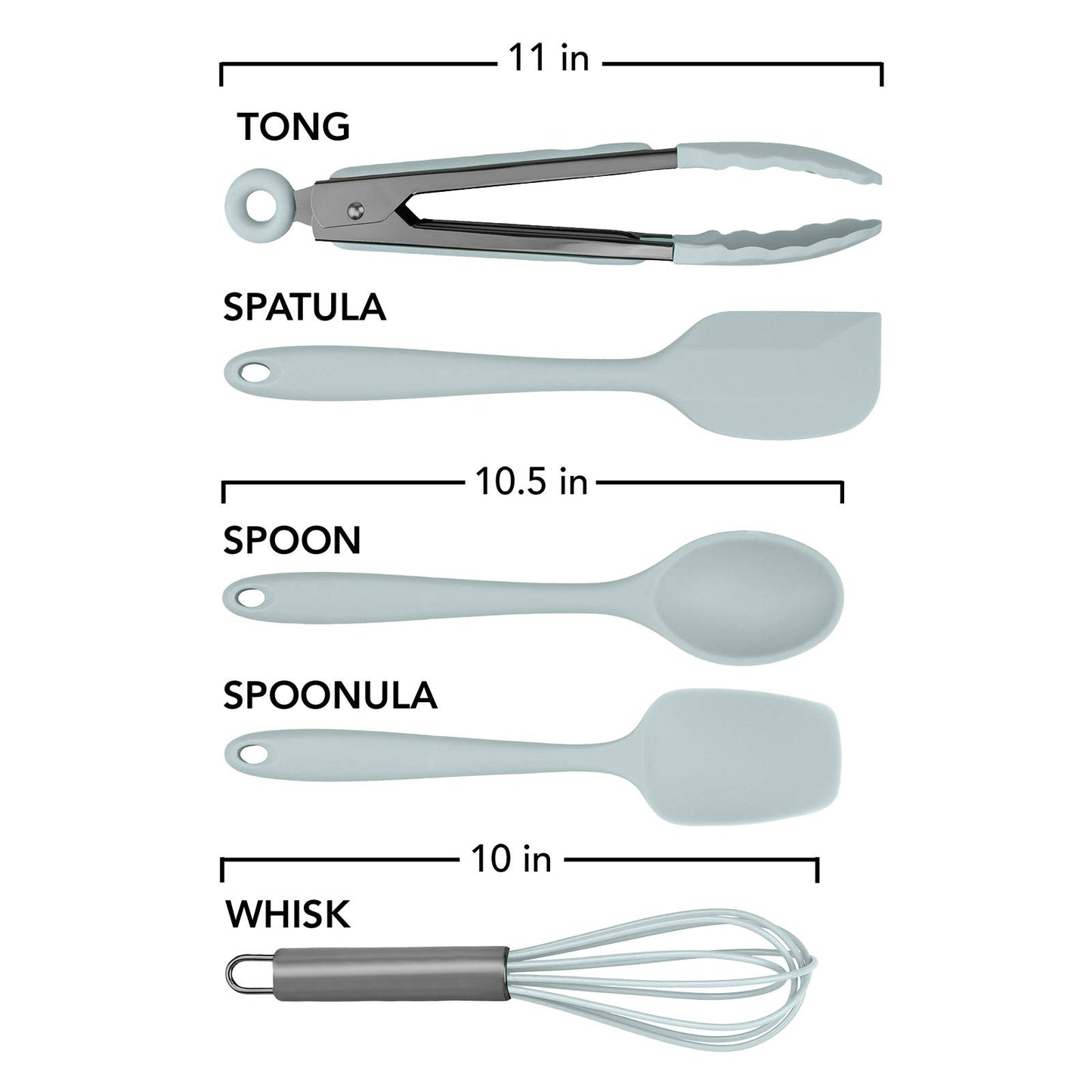 Country Kitchen Silicone Cooking Utensils - Easy to Clean Kitchen Tools, Spatula Set for Nonstick Cookware, Mini, White