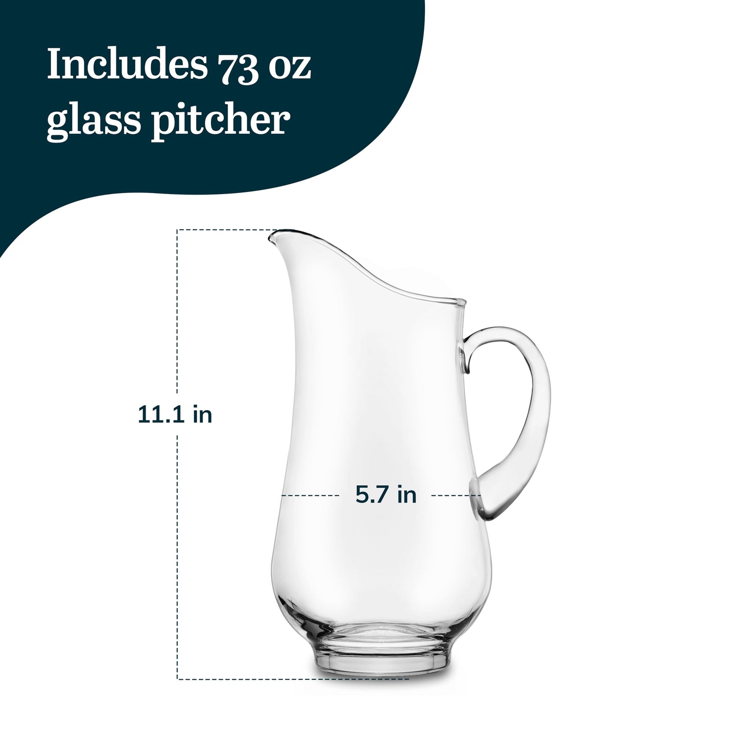 Libbey Acapulco Large Glass Pitcher Set of 2, 89 Oz, Clear, Tall Bubble Glass Pitchers with Handle, Modern Pitcher Set for Iced Tea, Punch, and More