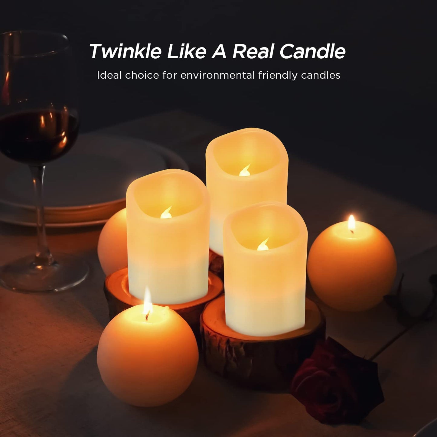 Lot de 12 bougies sans flamme Hausware à piles (D : 3 po x H : 4 po) Bougies piliers en cire véritable vacillantes Bougies LED sans flamme avec télécommande et minuterie (couleur ivoire)