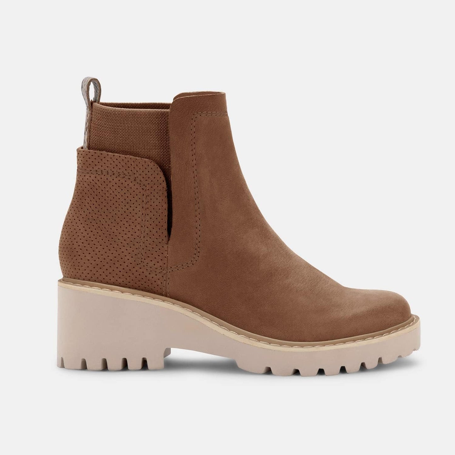 Trish Lucia Damen Chelsea-Stiefel mit Plateausohle, knöchelhoch, klobiger Blockabsatz, rutschfest, Wildleder, modische Schlupfstiefeletten