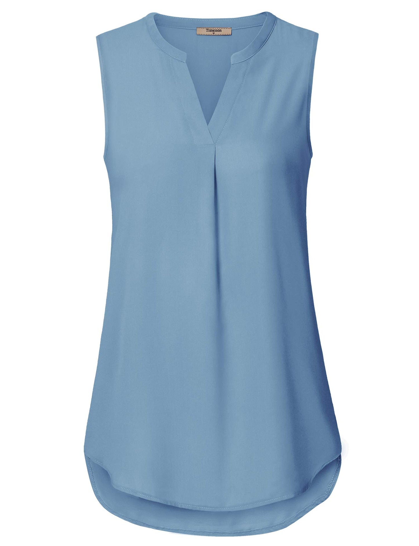 Timeson Women's Chiffon V Neck Sleeveless Blouse Tops Office Work Shirts