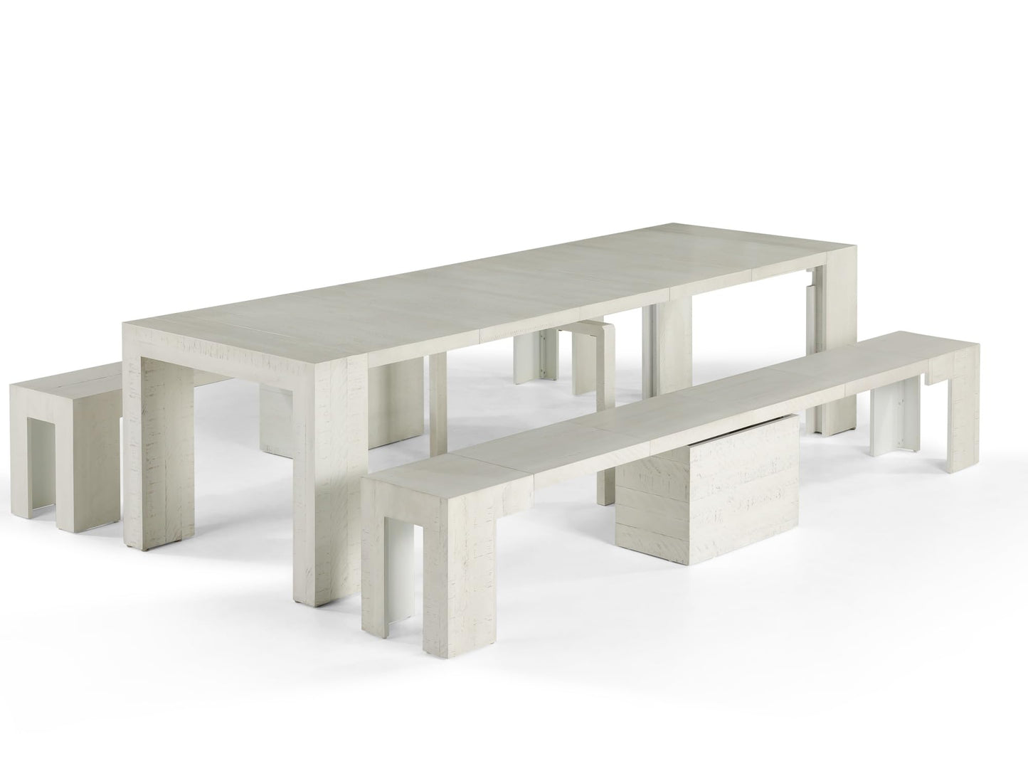 Transformer Table Esstisch-Set für 4 bis 12, ausziehbarer Esstisch aus Holz mit ausziehbarer Bank, Möbel für kleine Räume, Küchentisch-Set (Dunkelgrau, Tisch + Bank)