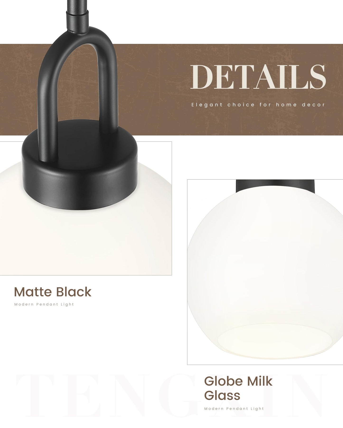 TENGXIN 7-Zoll-Pendelleuchte für Kücheninsel – gebürstetes Gold-Finish mit Milchglasschirm, eleganter Bauernhausstil, perfekt für Esszimmer oder Schlafzimmer, TXPLBG15-MG