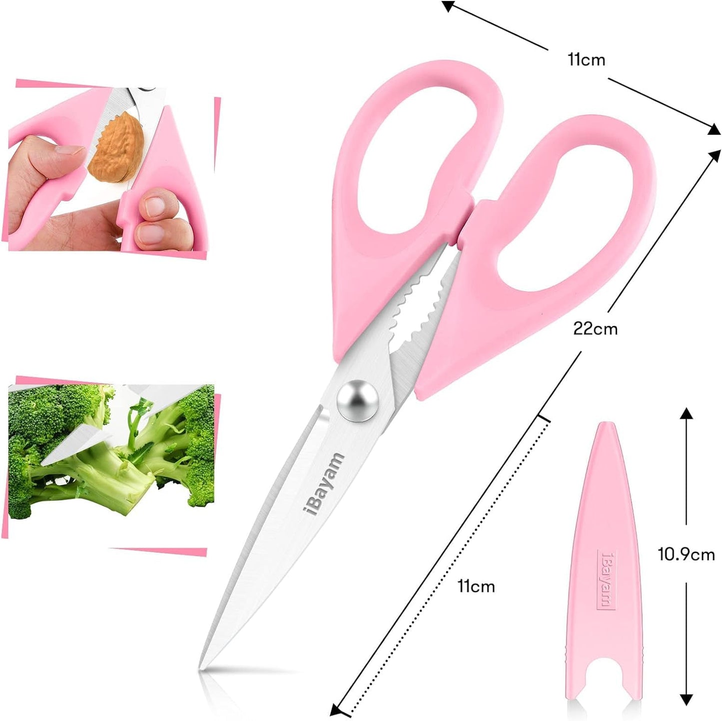 iBayam Küchenschere, Allzweck-Küchenschere, strapazierfähig, Küchen-Kochutensilien-Set, Kochutensilien, Fleisch- und Geflügelschere, spülmaschinenfeste Lebensmittel-Kochschere, Allzweckschere aus Edelstahl, Küchengeschenke