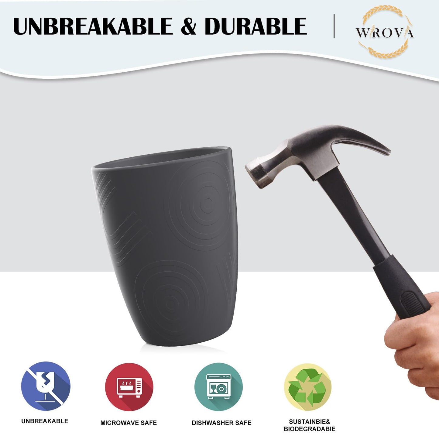Wheat Straw Cups 8 PCS Good Alternative to Plastic Reusable Cups 20 oz Unbreakable Drinking Cup Reusable Dishwasher Safe Water Plastic Glasses Colorful Series