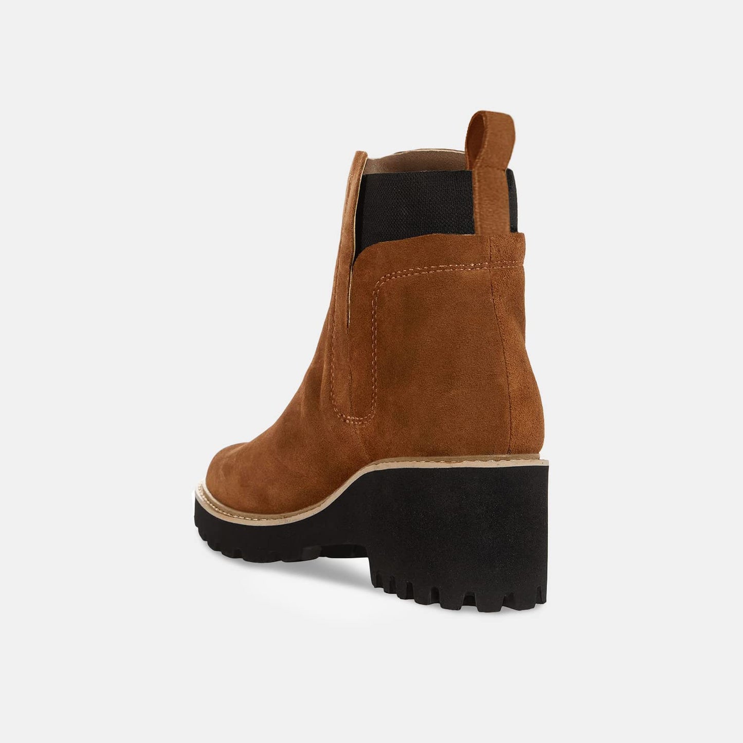 Trish Lucia Damen Chelsea-Stiefel mit Plateausohle, knöchelhoch, klobiger Blockabsatz, rutschfest, Wildleder, modische Schlupfstiefeletten