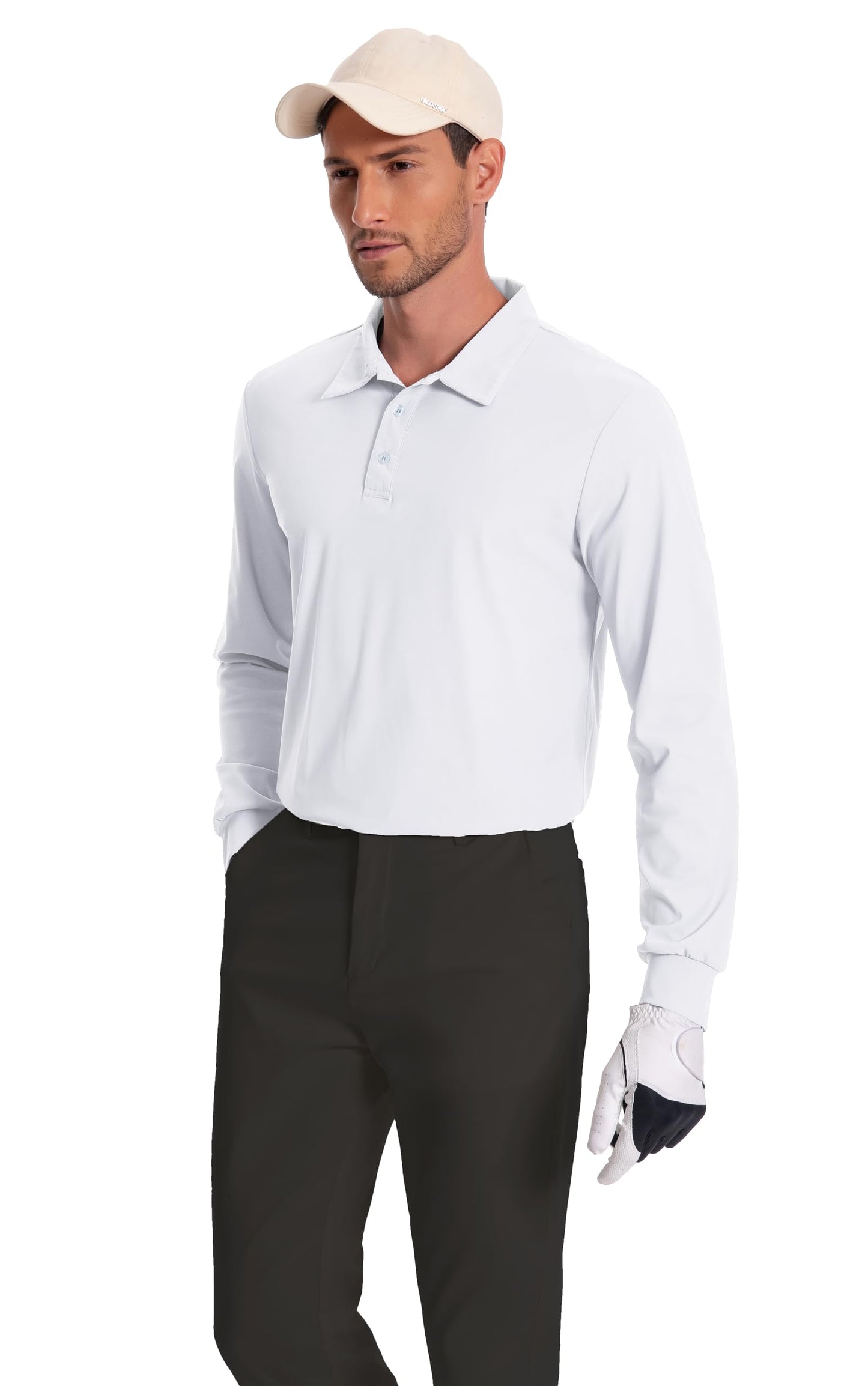 Men’s Polo Shirt Long Sleeve Golf Collared Shirts Quicky Dry Moisture Wicking Performance Lightweight Soft Polo