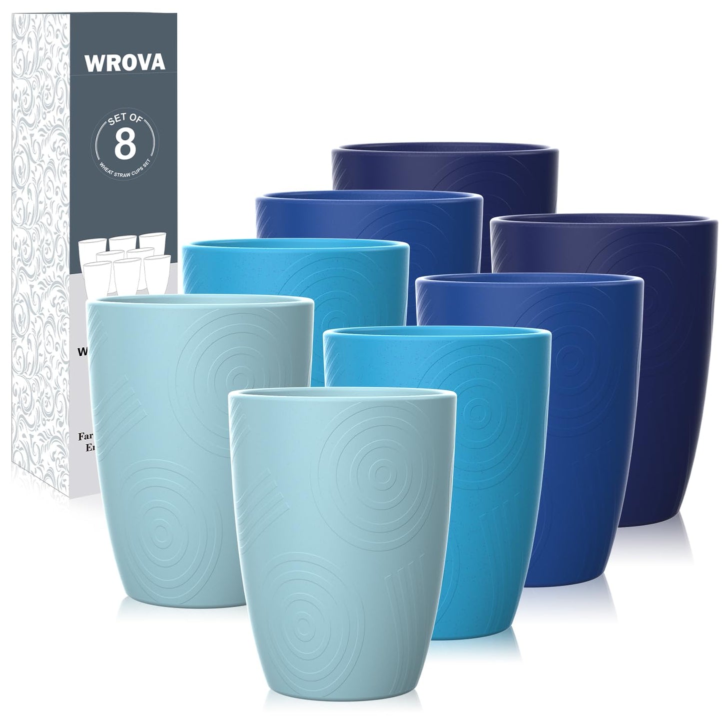 Wheat Straw Cups 8 PCS Good Alternative to Plastic Reusable Cups 20 oz Unbreakable Drinking Cup Reusable Dishwasher Safe Water Plastic Glasses Colorful Series