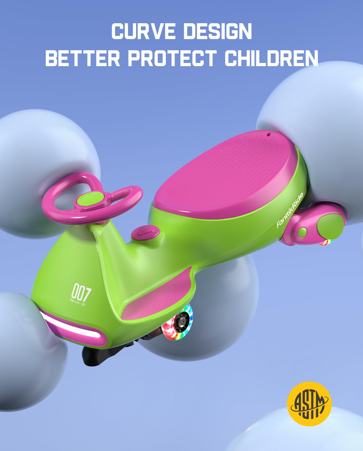 12V N7 Pro Electric Wiggle Car – Pedal-Powered Fun for Kids, Lights & Bluetooth Ride-On (by Fanttik)