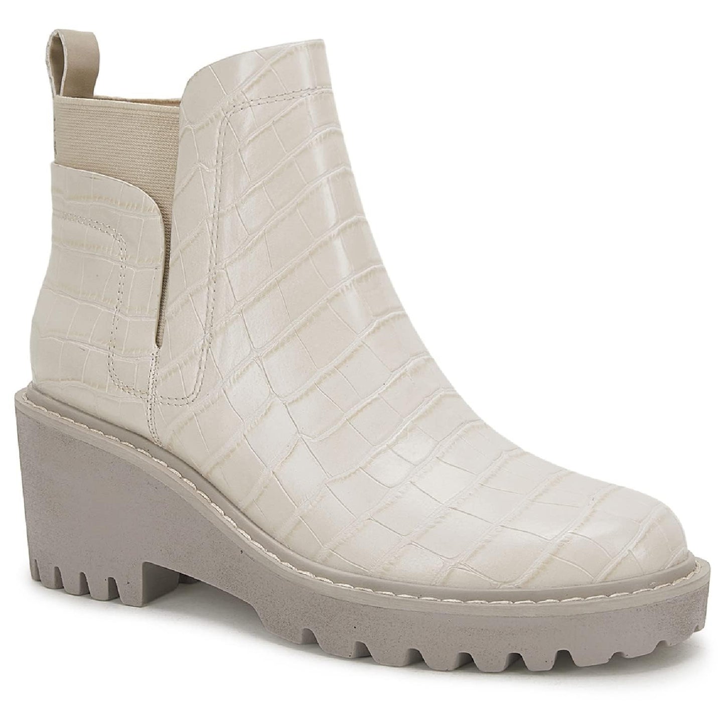 Trish Lucia Damen Chelsea-Stiefel mit Plateausohle, knöchelhoch, klobiger Blockabsatz, rutschfest, Wildleder, modische Schlupfstiefeletten