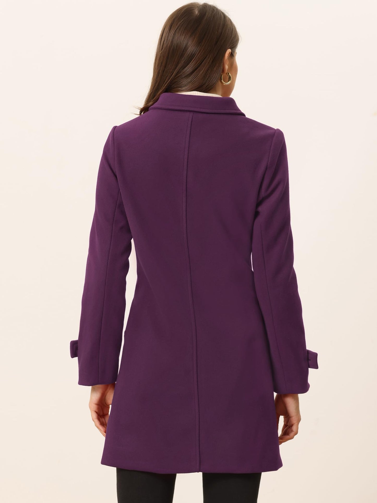 Allegra K Damen Winter Oberbekleidung Mantel Peter Pan Kragen Mitte Oberschenkel A-Linie Einreihig Pea Coat
