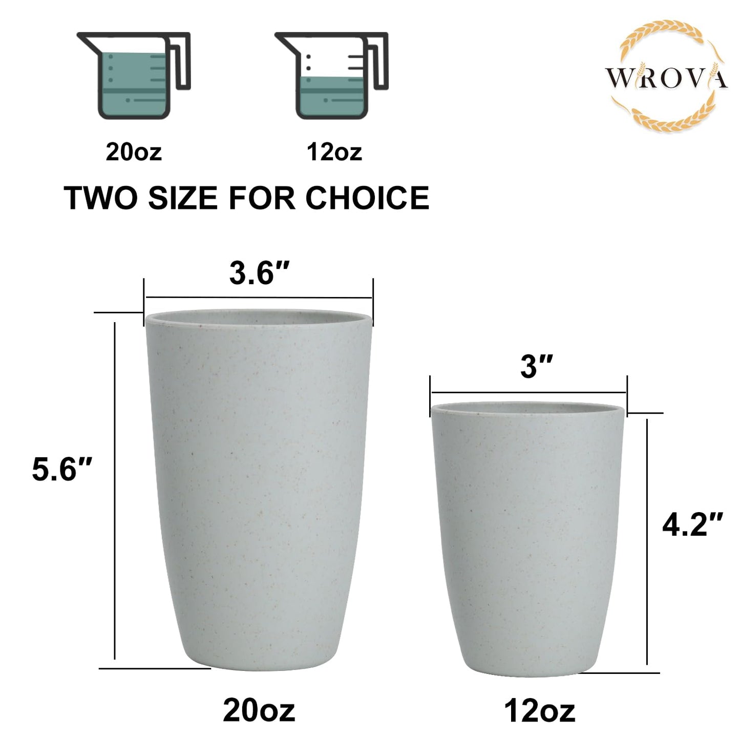 Wheat Straw Cups 8 PCS Good Alternative to Plastic Reusable Cups 20 oz Unbreakable Drinking Cup Reusable Dishwasher Safe Water Plastic Glasses Colorful Series