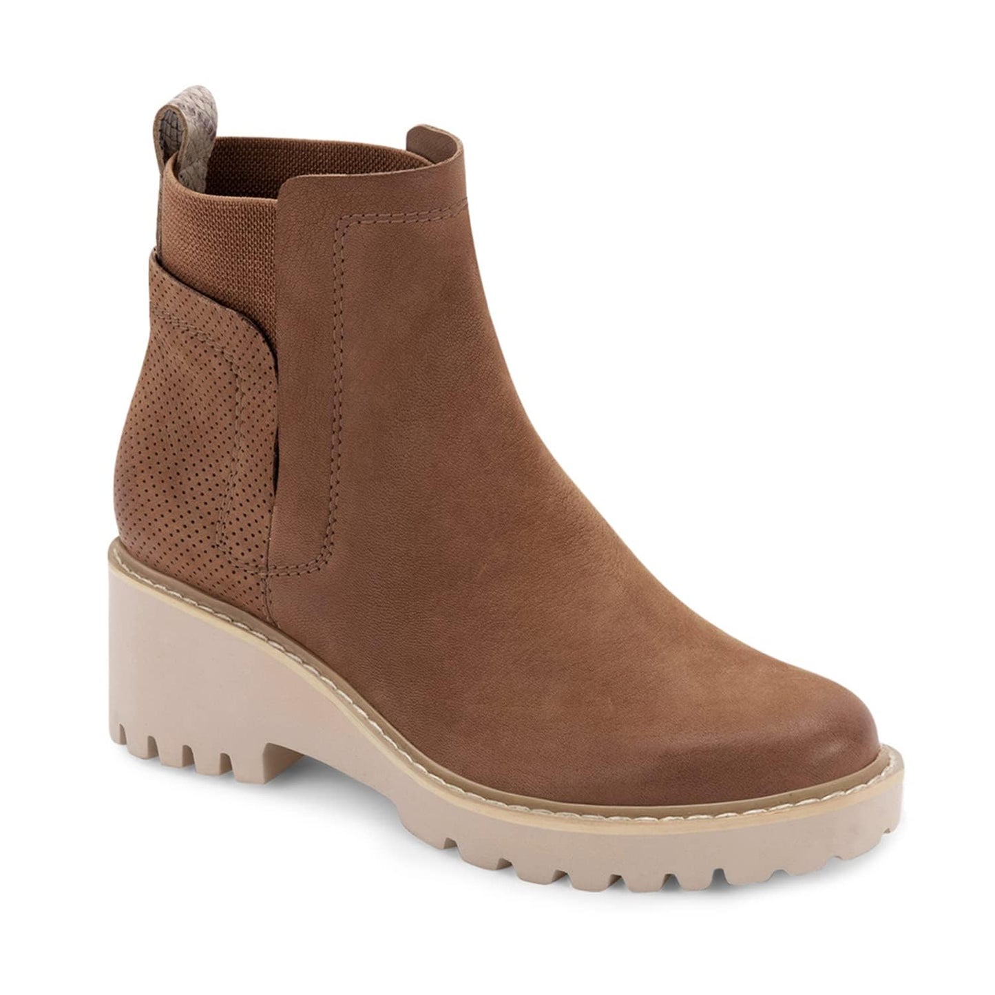 Trish Lucia Damen Chelsea-Stiefel mit Plateausohle, knöchelhoch, klobiger Blockabsatz, rutschfest, Wildleder, modische Schlupfstiefeletten