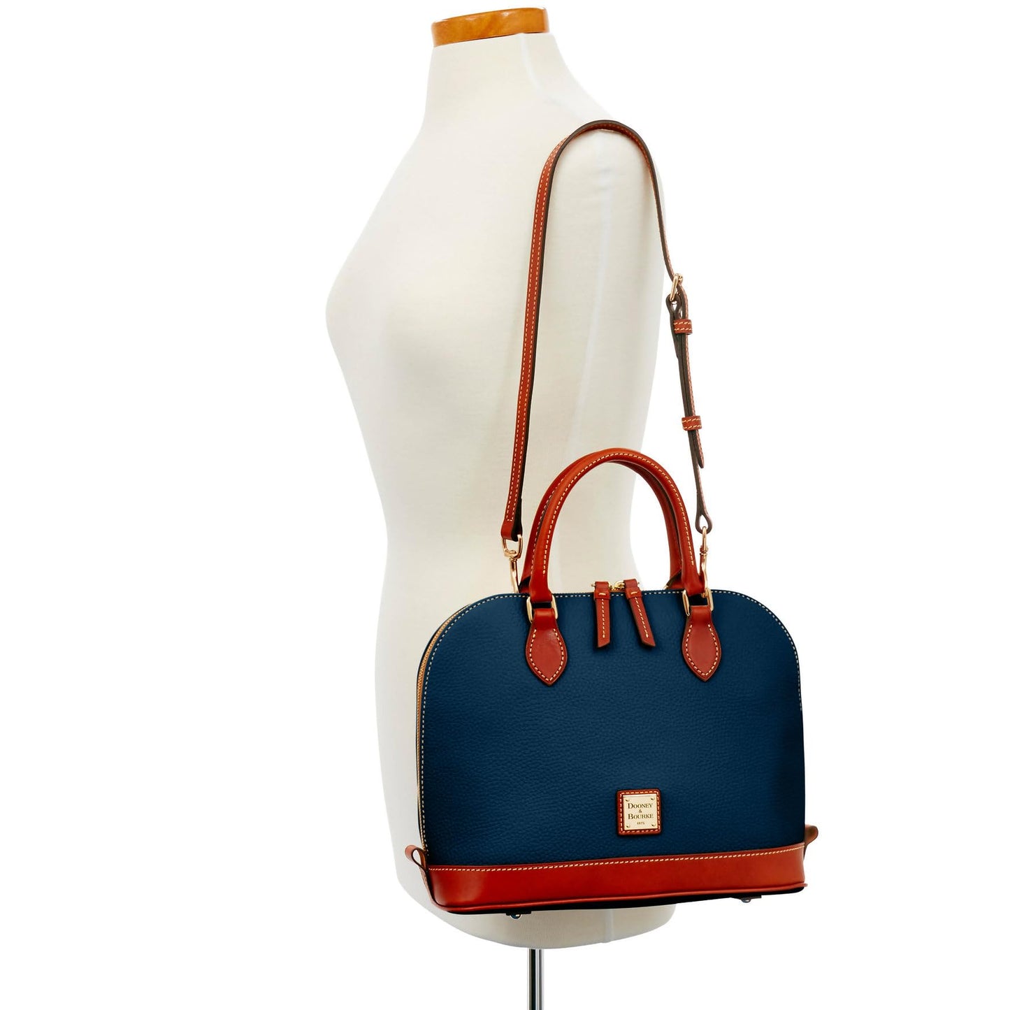 Dooney & Bourke Women's Zip Zip Satchel in Pebble Grain Leather, Large Handbag with Adjustable & Detachable Shoulder Strap