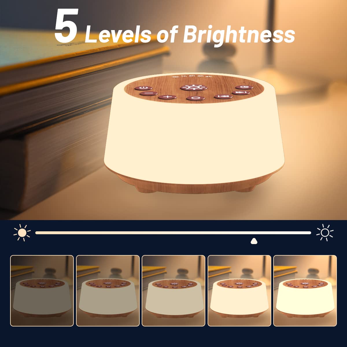 White Noise Machine – 25 Soothing Sounds, Color Night Light, Timers