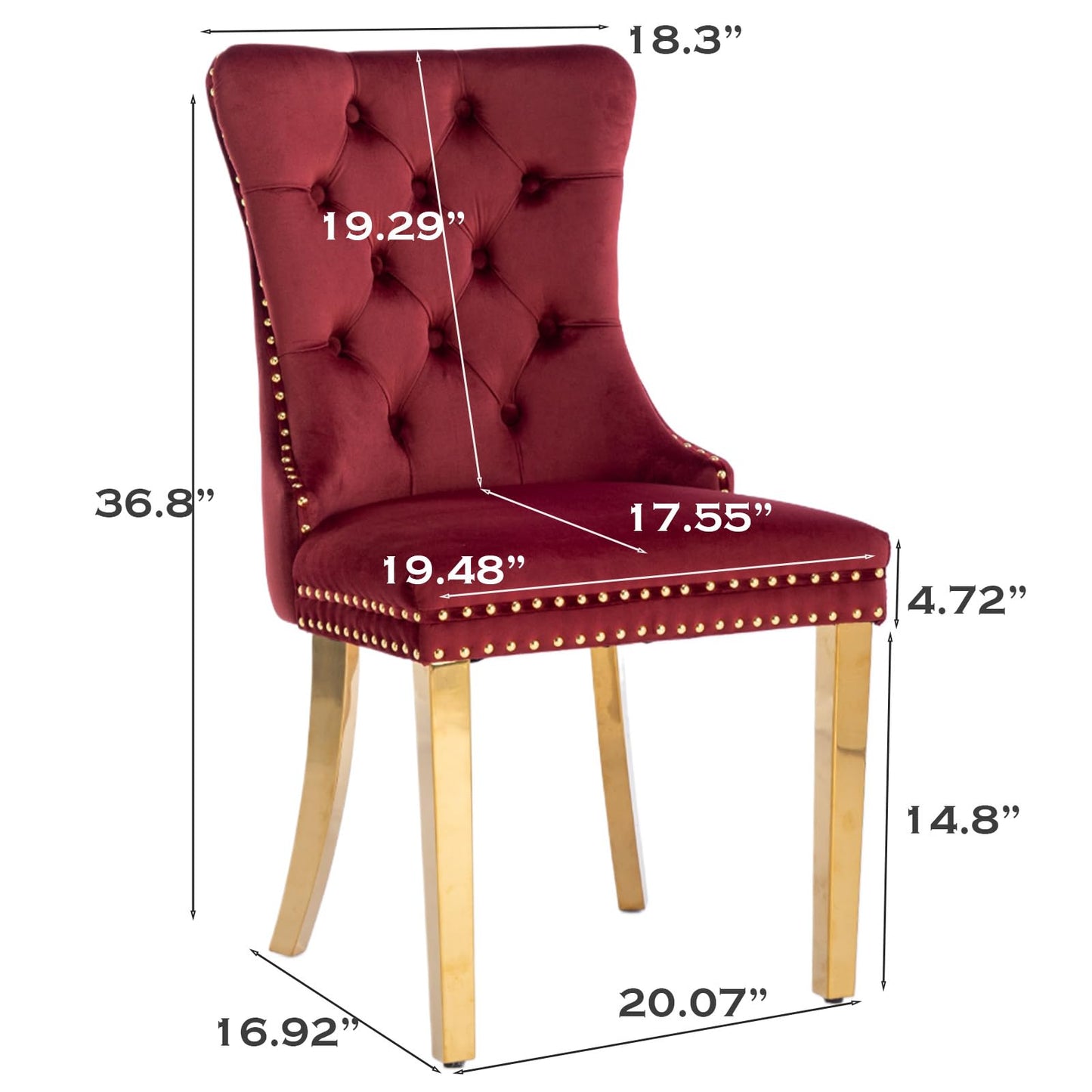 SoarFlash Esszimmerstühle aus Leder, 8er-Set, Beistellstuhl mit hoher Rückenlehne, moderner gepolsterter Beistellstuhl mit Knopfrückenring, Beine aus Massivholz (Schwarz und Grau)