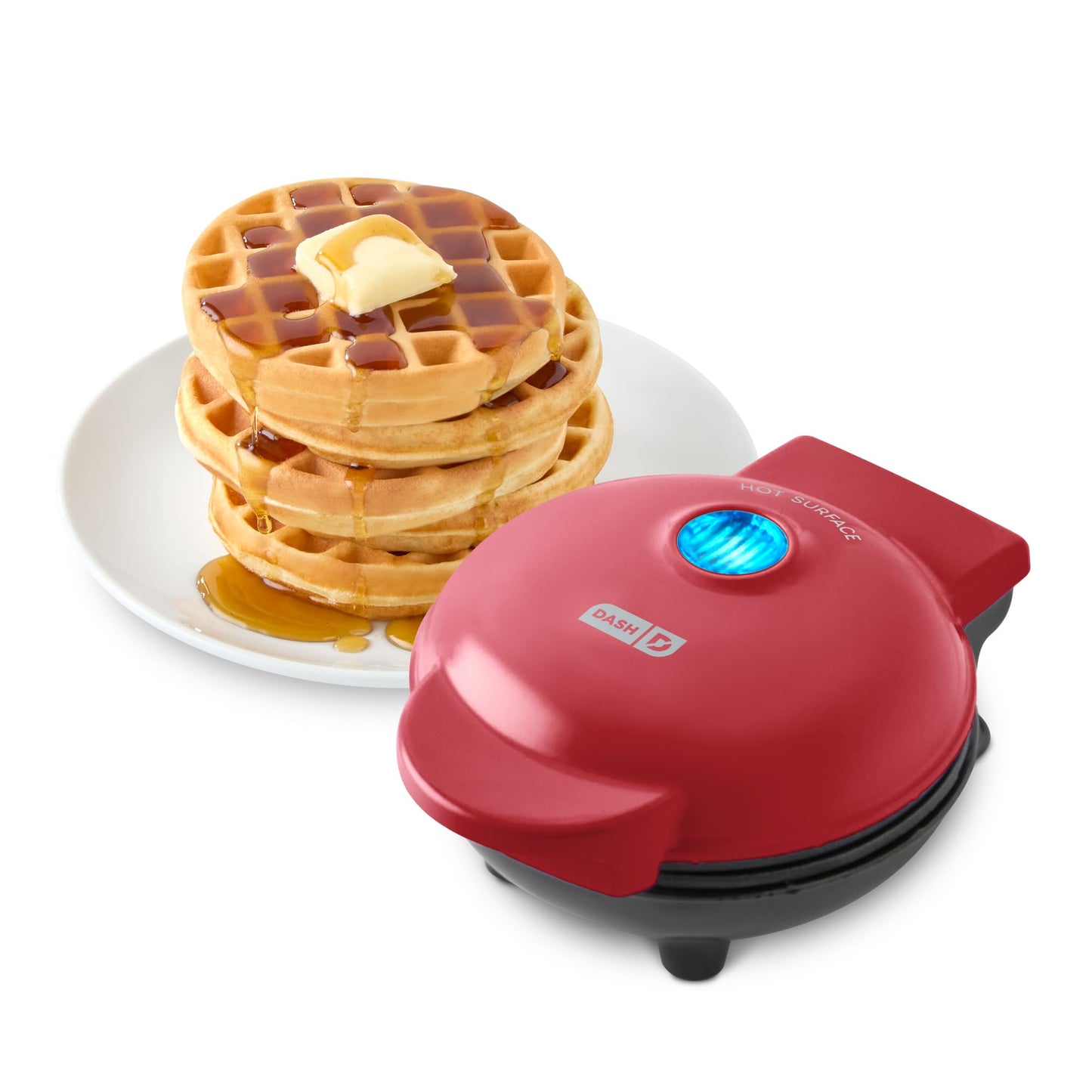DASH Mini Maker for Individual Waffles, Hash Browns, Keto Chaffles with Easy to Clean, Non-Stick Surfaces, 4 Inch, White Pineapple