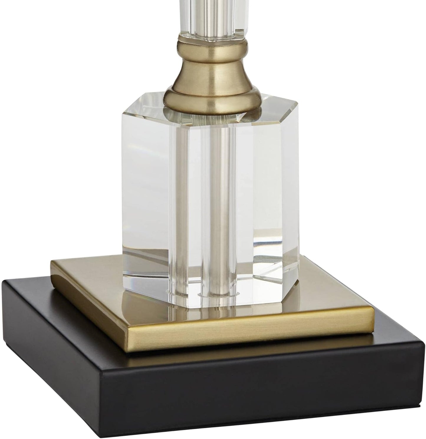 Vienna Full Spectrum Lana Modern Table Lamp 38 1/2" Tall Clear Crystal Glass Hexagonal Column White Drum Shade Decor for Living Room Bedroom House Bedside Nightstand Home Office Entryway Family