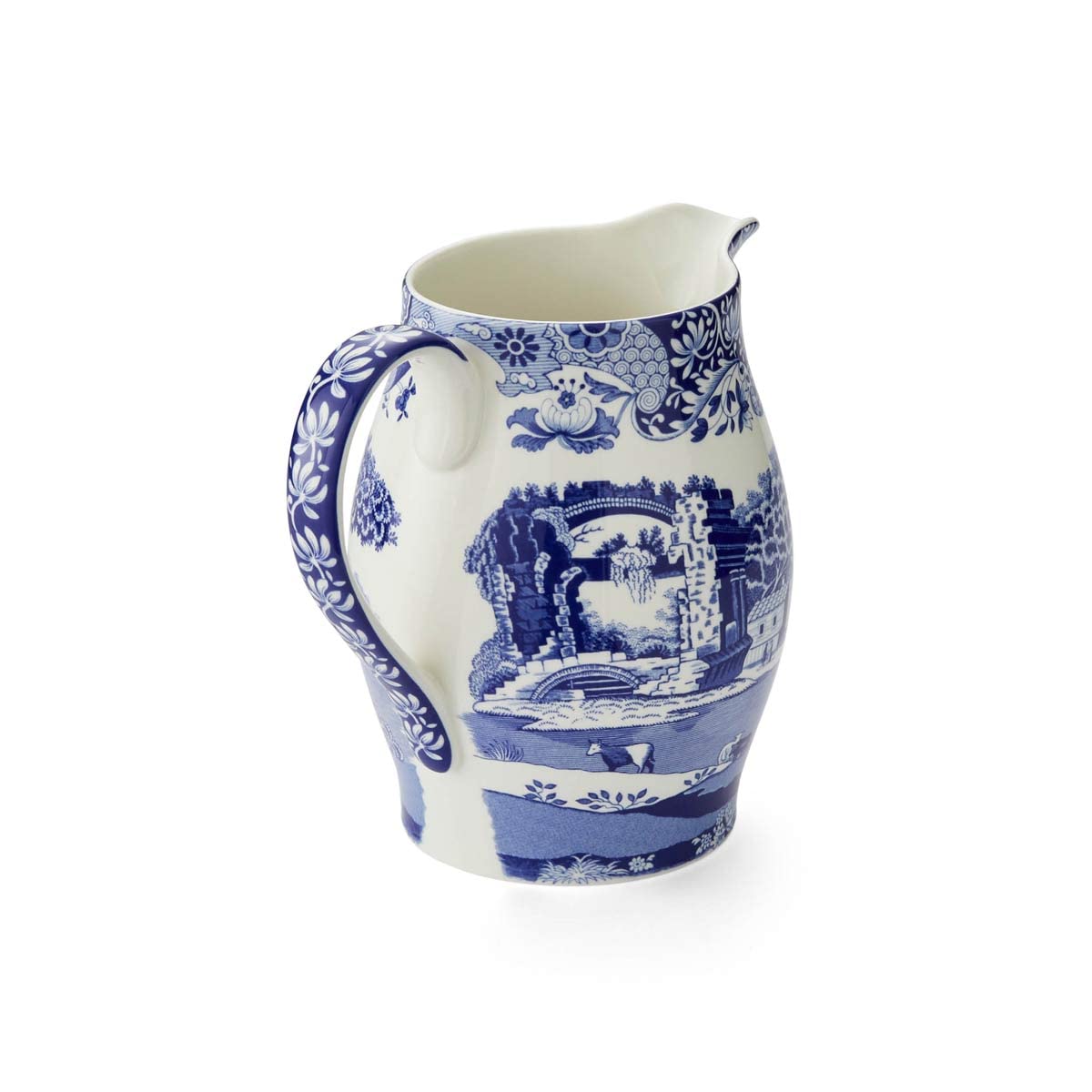 Blauer italienischer Krug von Spode | 3,5 Pint Fassungsvermögen | Wohndekor für Kaminsims oder Tafelaufsatz | Verwendung als Wasserkrug oder Blumenvase | Aus feinem Porzellan | Spülmaschinenfest