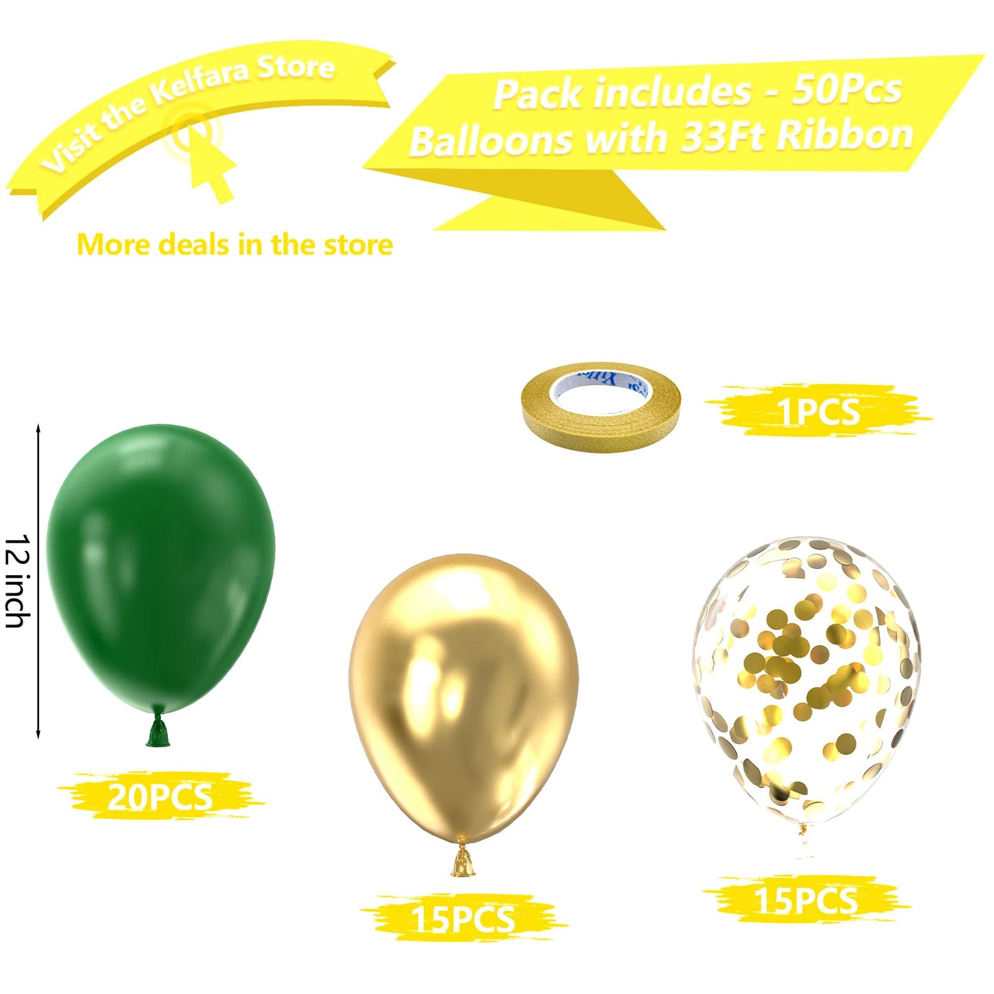 White and Gold Balloons 12 inch, 60pcs Gold and White Party Balloons with Gold Confetti Balloons for Wedding Baby Shower Birthday Bridal Shower Baptism Party Decoration