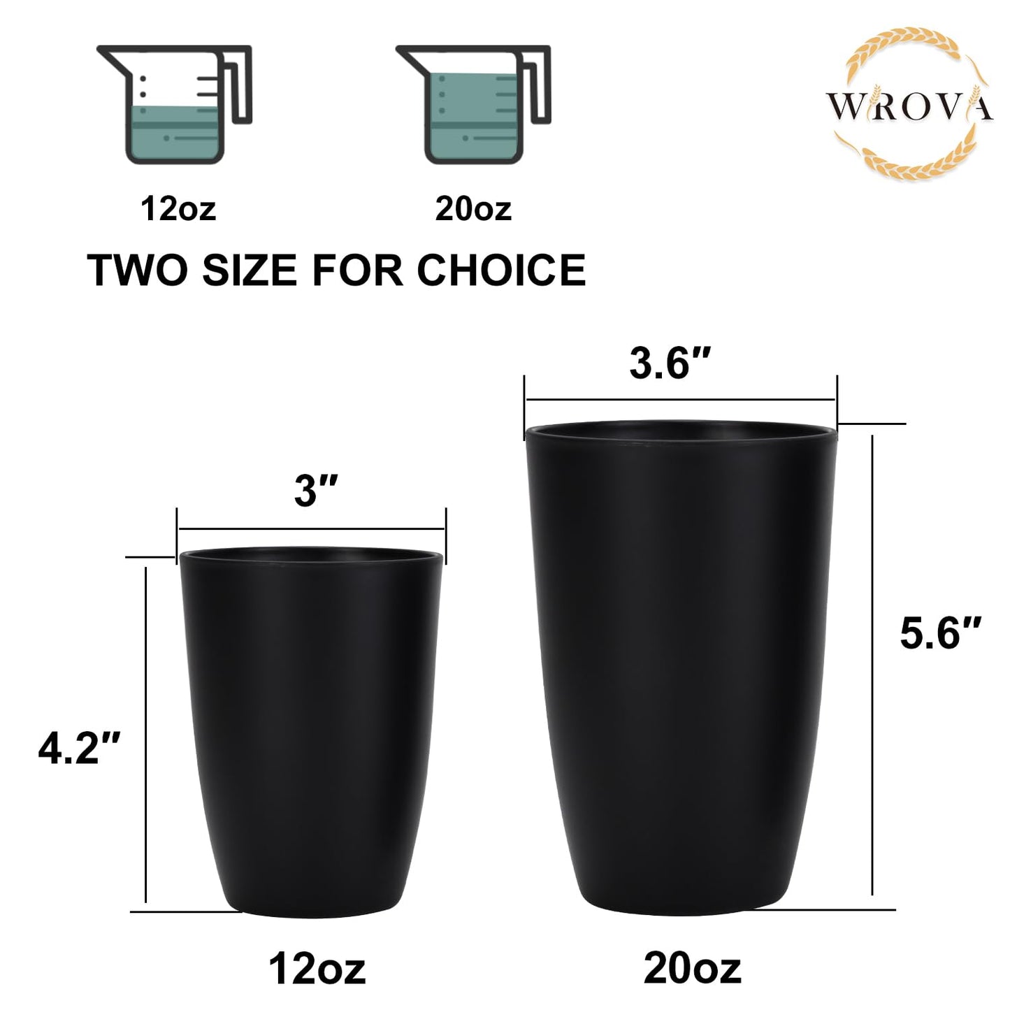 Wheat Straw Cups 8 PCS Good Alternative to Plastic Reusable Cups 20 oz Unbreakable Drinking Cup Reusable Dishwasher Safe Water Plastic Glasses Colorful Series