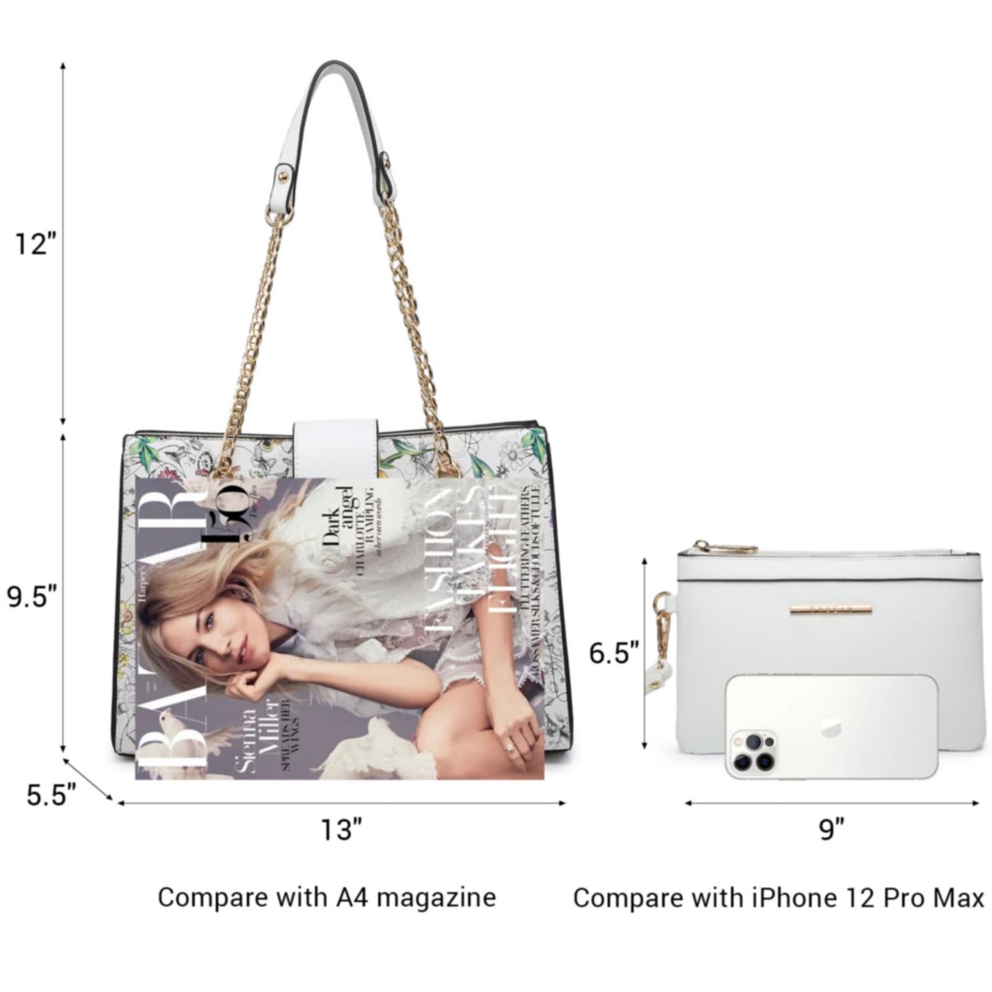 Dasein Lederhandtasche, Tragetasche, Hobo-Tasche für Damen, Schultertasche, Henkeltasche oben, Umhängetasche mit passender Clutch