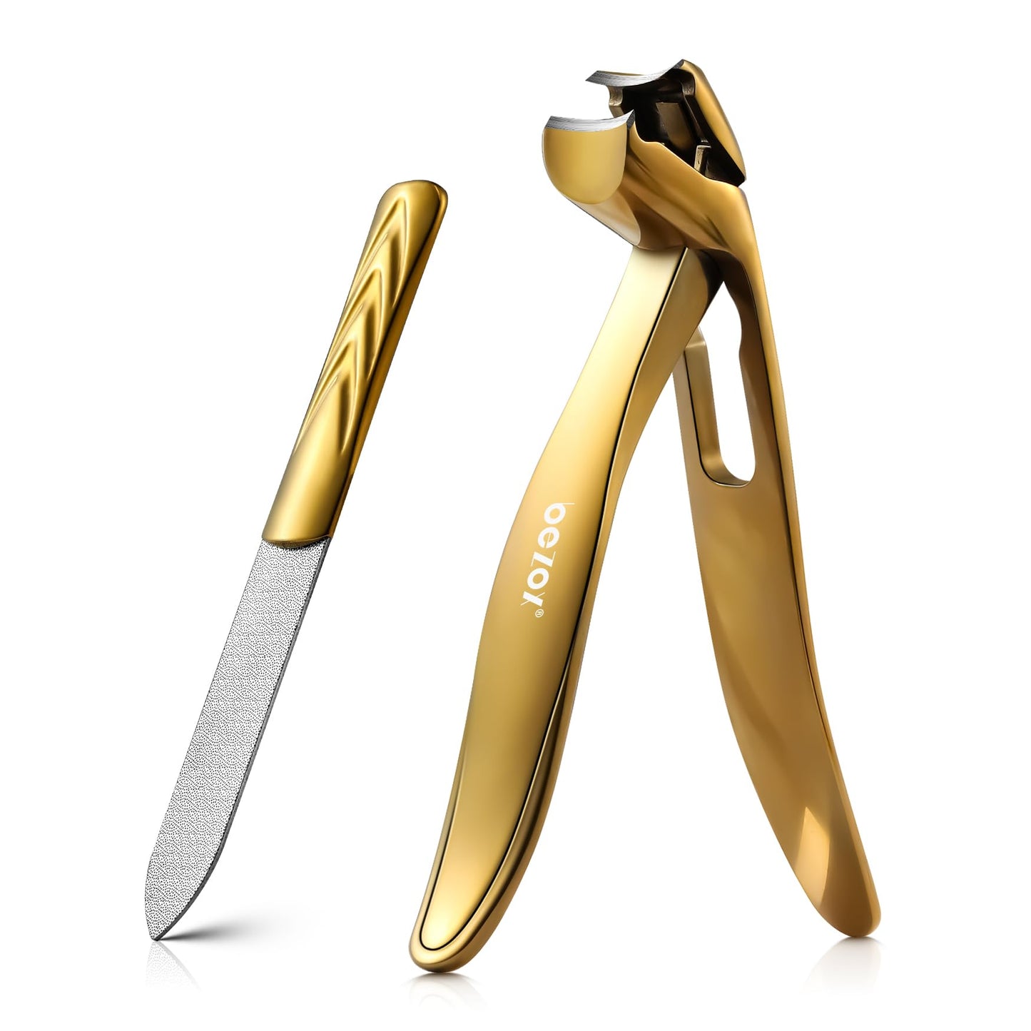 BEZOX Angled Head Toe Nail Clippers for Seniors for Thick Nails - Ergonomic Toenails Clipper for Thick Toenails, Premium Finger Nails Clipper for Adult with Catcher - Black