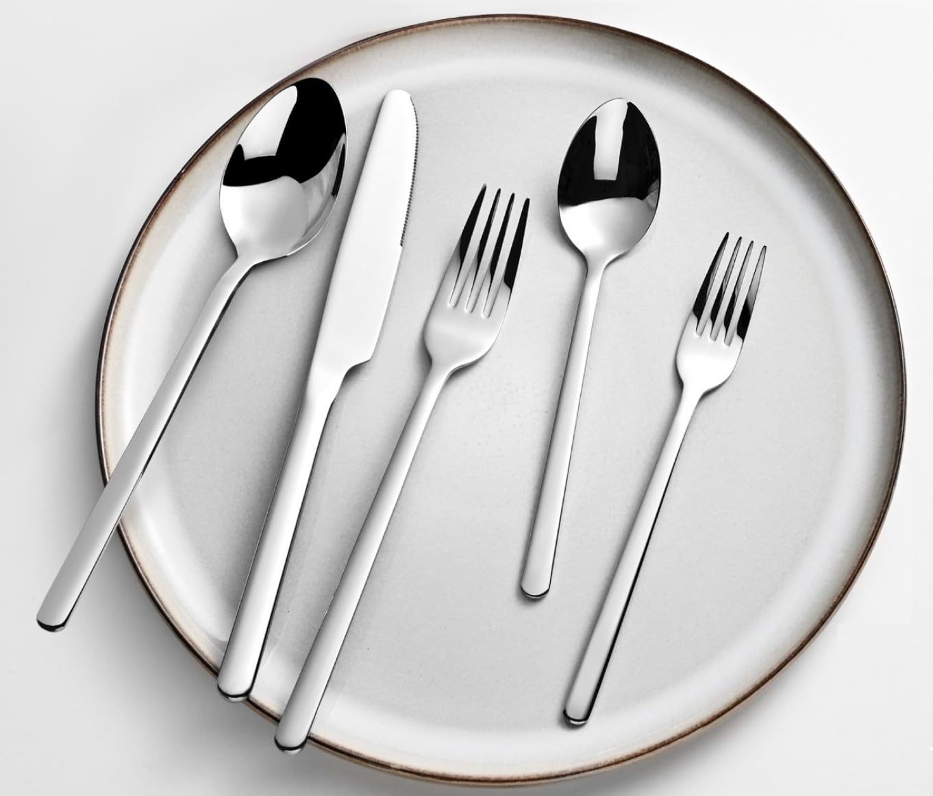 KINGSTONE Besteckset, 20-teiliges Besteckset für 4 Personen, Besteck aus Edelstahl 18/10, hochglanzpoliert, spülmaschinenfest, für Zuhause, Restaurant, Hochzeit, Party (Silber, 20-teilig für 4)