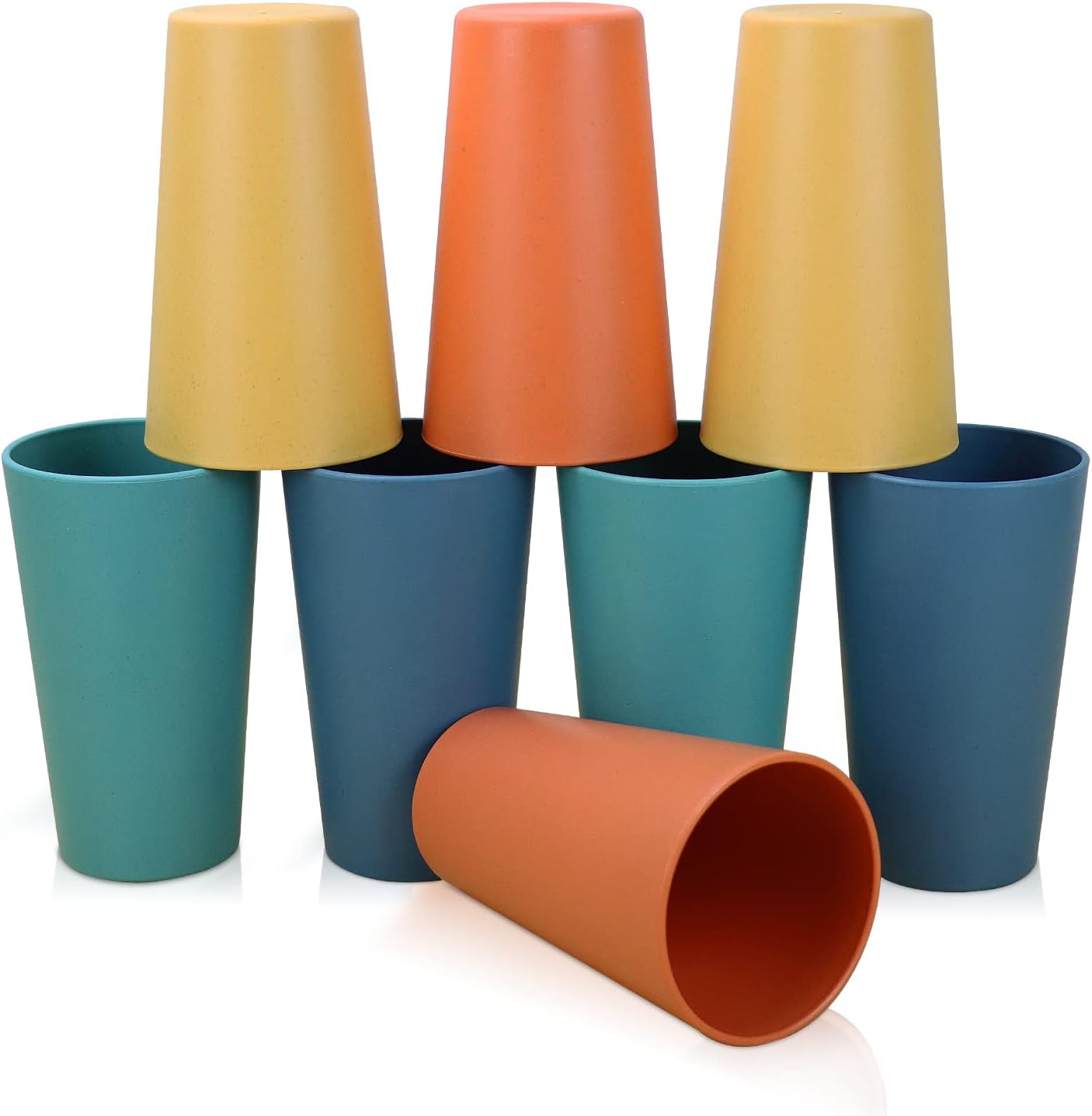 Homienly Becher mit Weizenstrohhalm, Plastikbecher, unzerbrechliche Trinkbecher, wiederverwendbare, spülmaschinenfeste Wassergläser, stapelbare Plastik-Wasserbecher in mehreren Farben (20 OZ, 8 Stück)