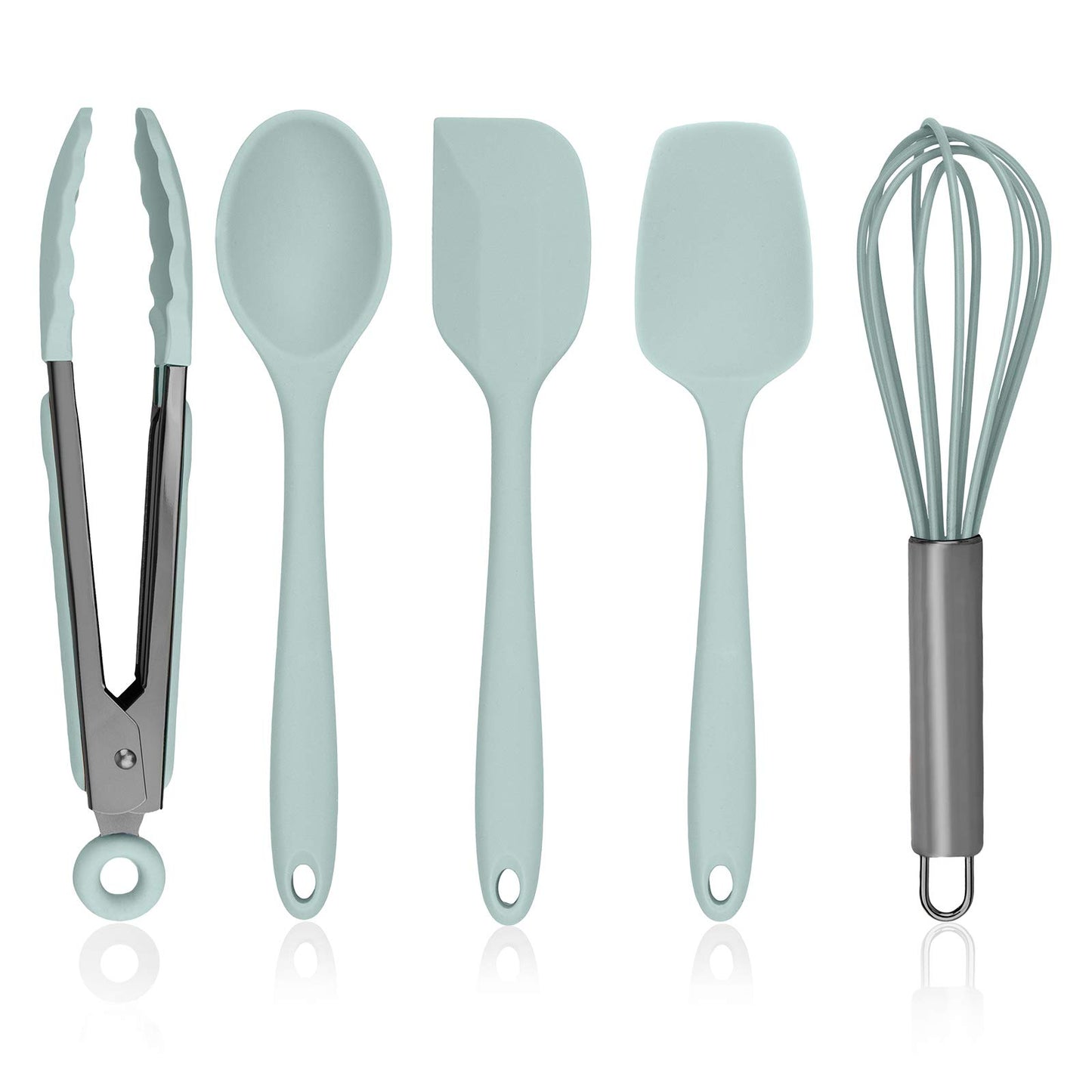 Country Kitchen Silicone Cooking Utensils - Easy to Clean Kitchen Tools, Spatula Set for Nonstick Cookware, Mini, White