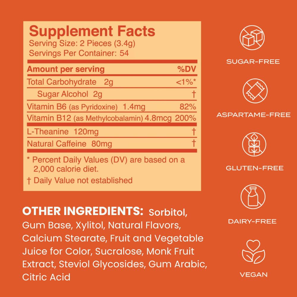 NeuroGum Energy Caffeine Gum (54 Count) - Sugar Free with L-theanine + Natural Caffeine + Vitamin B12 & B6 - Nootropic Energy & Focus Supplement for Women & Men - Keto & Vegan, Cinnamon Flavor