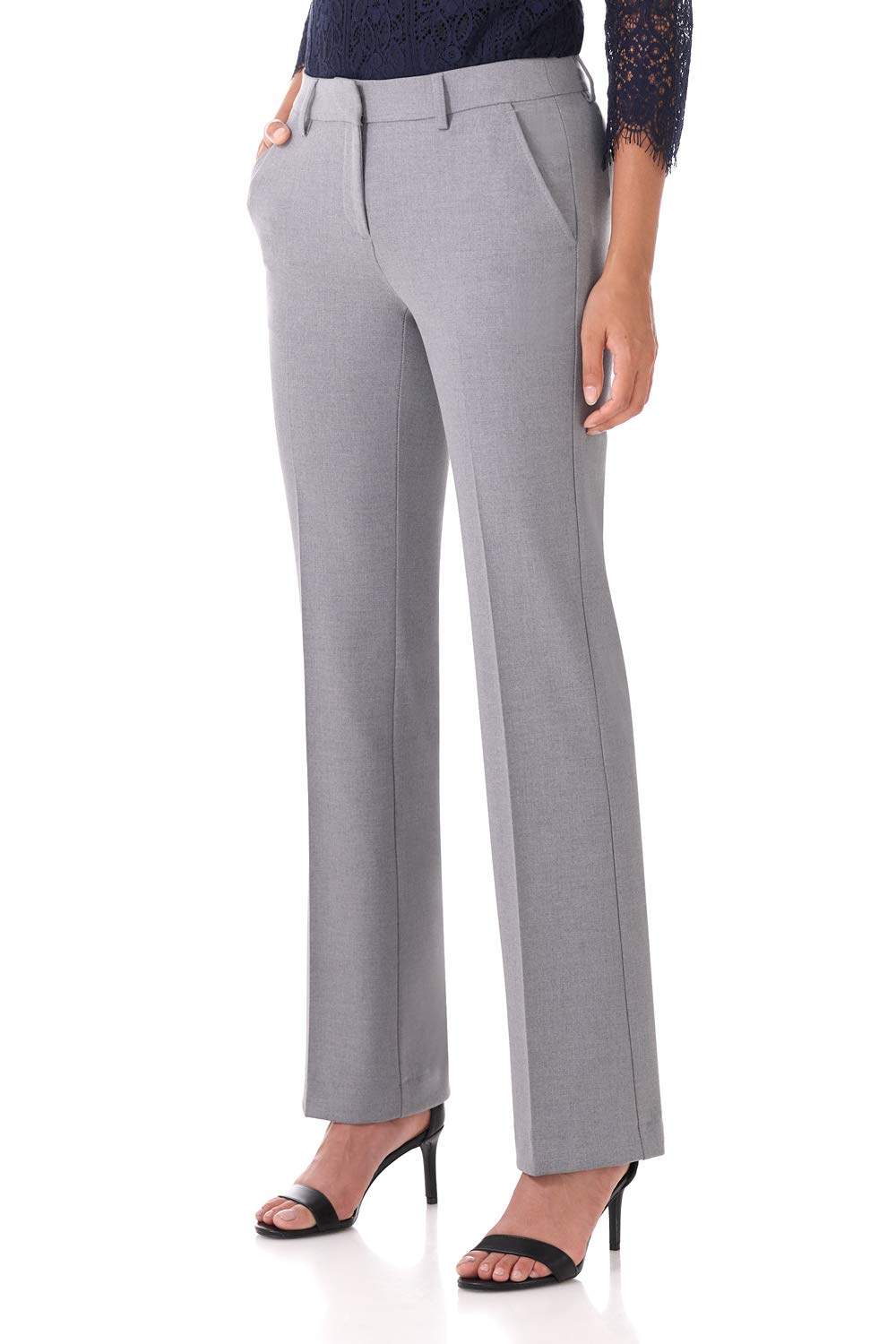 Rekucci Smart Stretch-Hose für Damen vom Schreibtisch bis zum Abendessen mit geradem Bein und Reißverschluss
