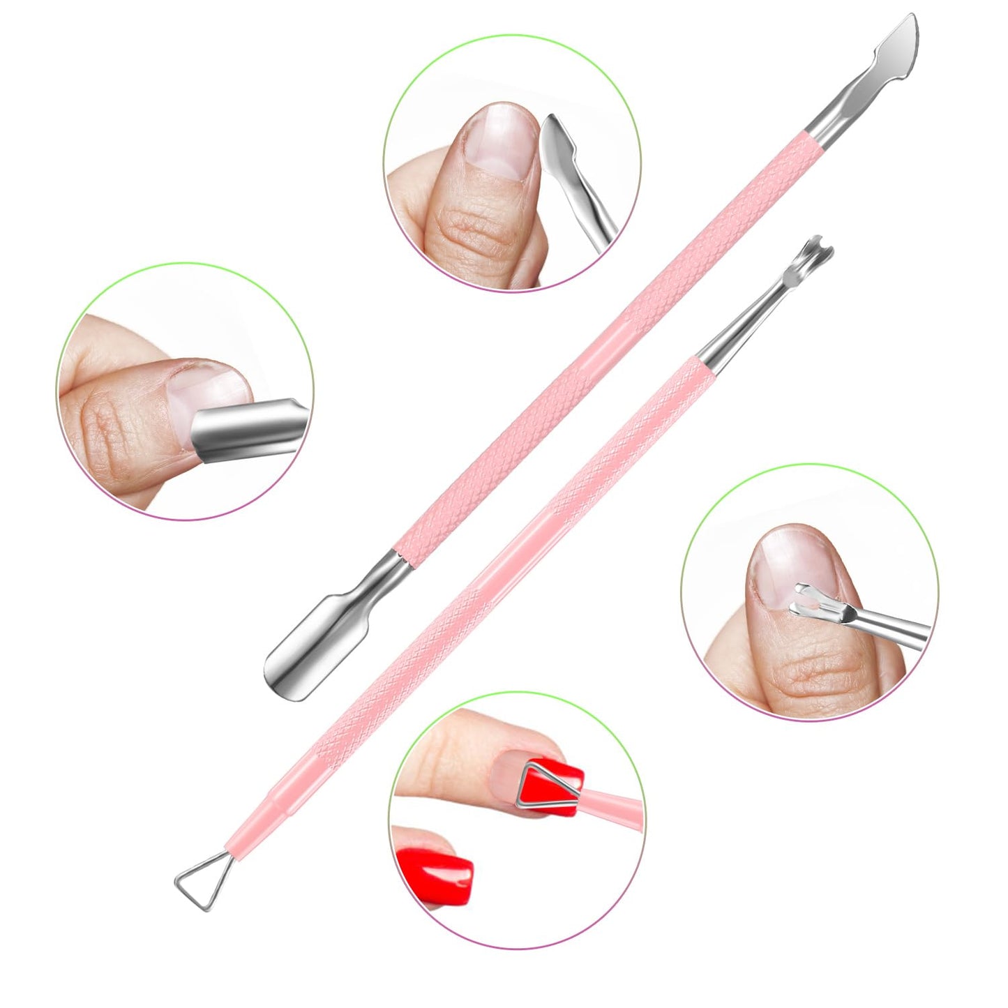 3-Piece Rainbow Cuticle Care Kit – Precision Trimmer, Dual-Head Pusher & Scraper | Surgical-Grade Stainless Steel