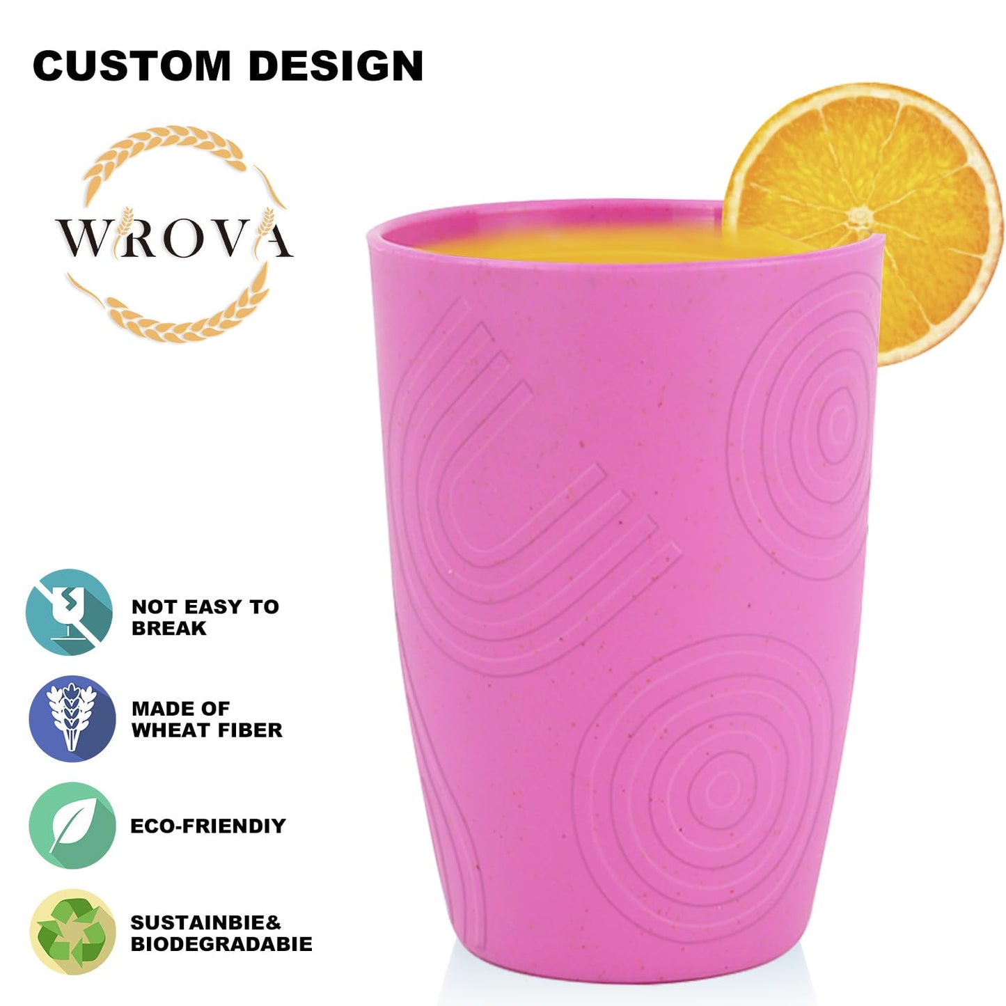 Wheat Straw Cups 8 PCS Good Alternative to Plastic Reusable Cups 20 oz Unbreakable Drinking Cup Reusable Dishwasher Safe Water Plastic Glasses Colorful Series