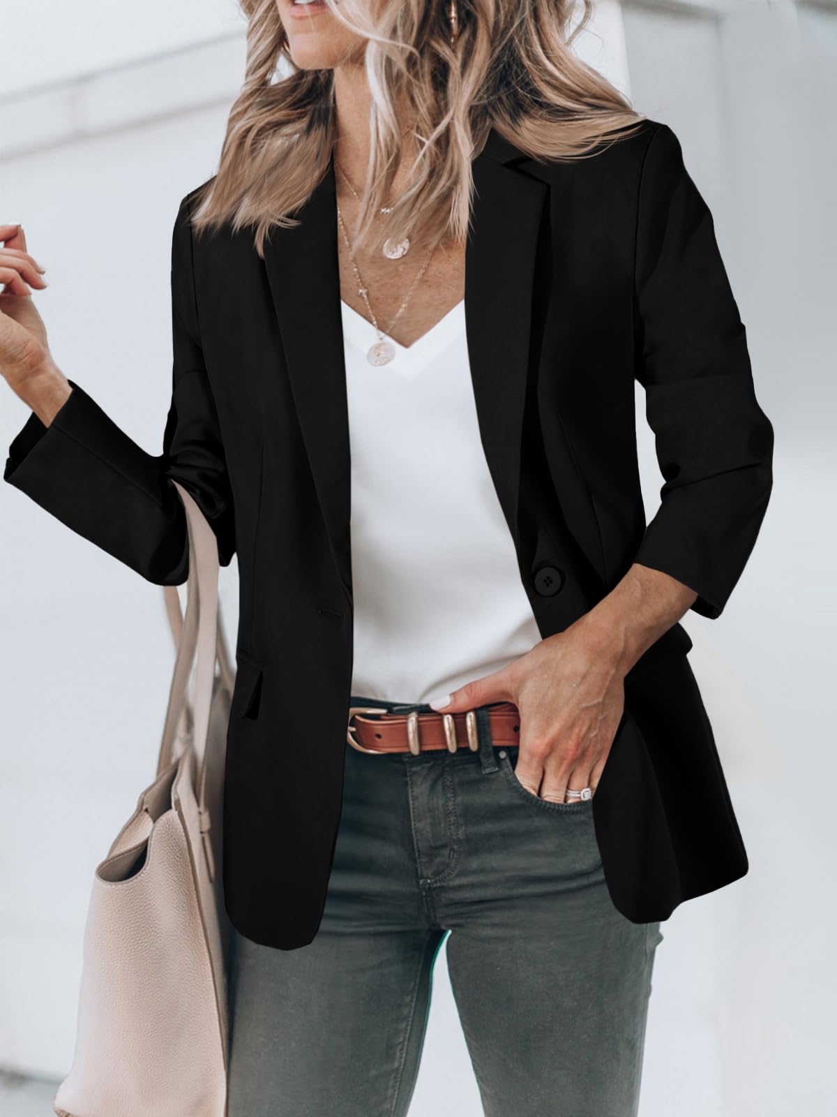 Blazers pour femmes Cicy Bell Vestes de costume à manches longues ouvertes sur le devant Tenues décontractées pour le travail