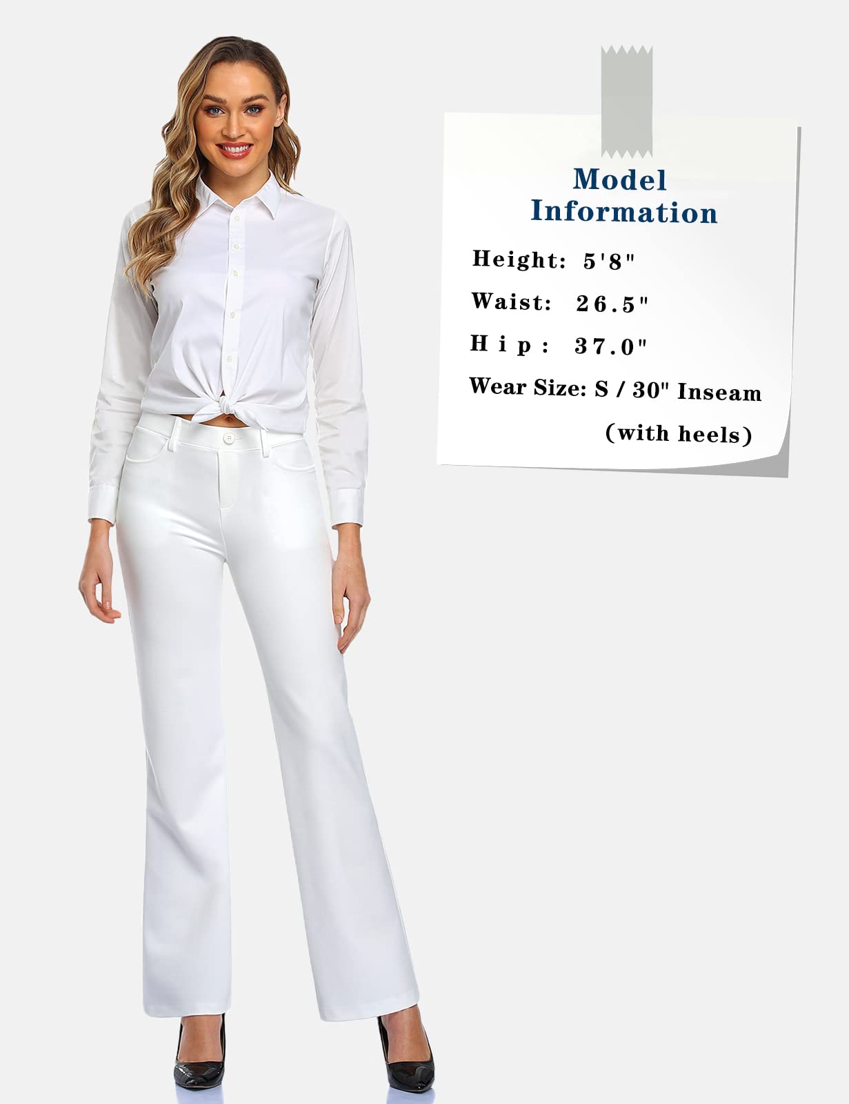Pantalon extensible pour femme Tapata 28''/30''/32''/34'' avec poches, taille haute, petite, taille standard pour le travail au bureau