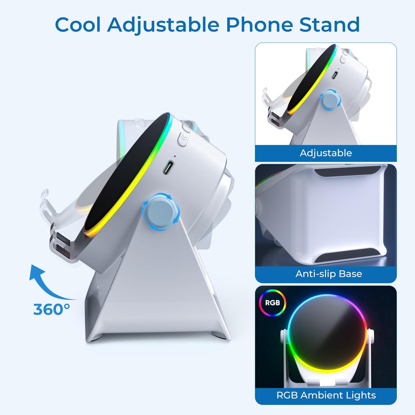 Dohelly Wireless Induction Speaker with Phone Stand & RGB Light, No Bluetooth Needed, Compatible with iPhone, Android, Tablets – Black