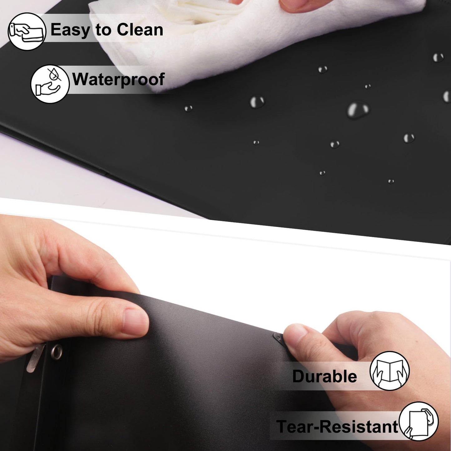 Chemises en plastique épais ViVin avec pochettes et broches, deux poches, poche avant transparente et onglets de maintien, lot de 6, pour papier au format lettre US, pour l'école et le bureau - Blanc