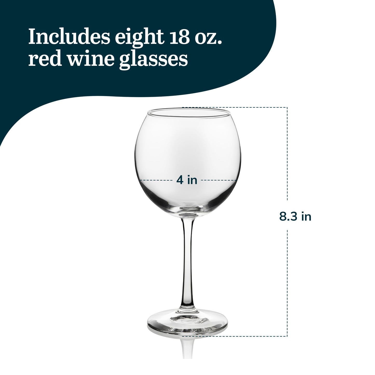 Libbey Vina Red Balloon Wine Glasses, 18.25 Oz Elegant Large Red Wine Glasses Set of 6, Long Stem Glass Wine Glasses for Weddings, Birthdays, and More