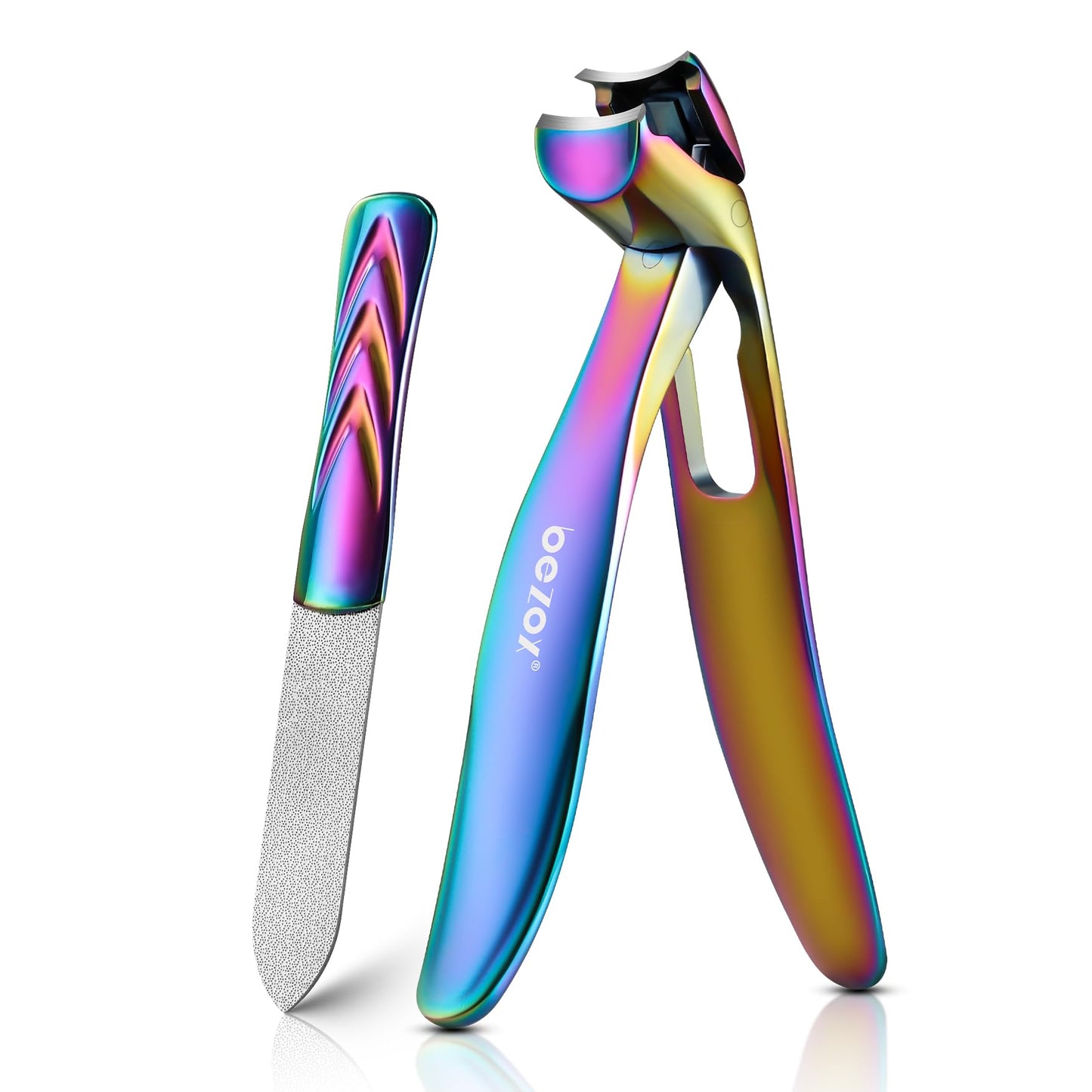 BEZOX Angled Head Toe Nail Clippers for Seniors for Thick Nails - Ergonomic Toenails Clipper for Thick Toenails, Premium Finger Nails Clipper for Adult with Catcher - Black