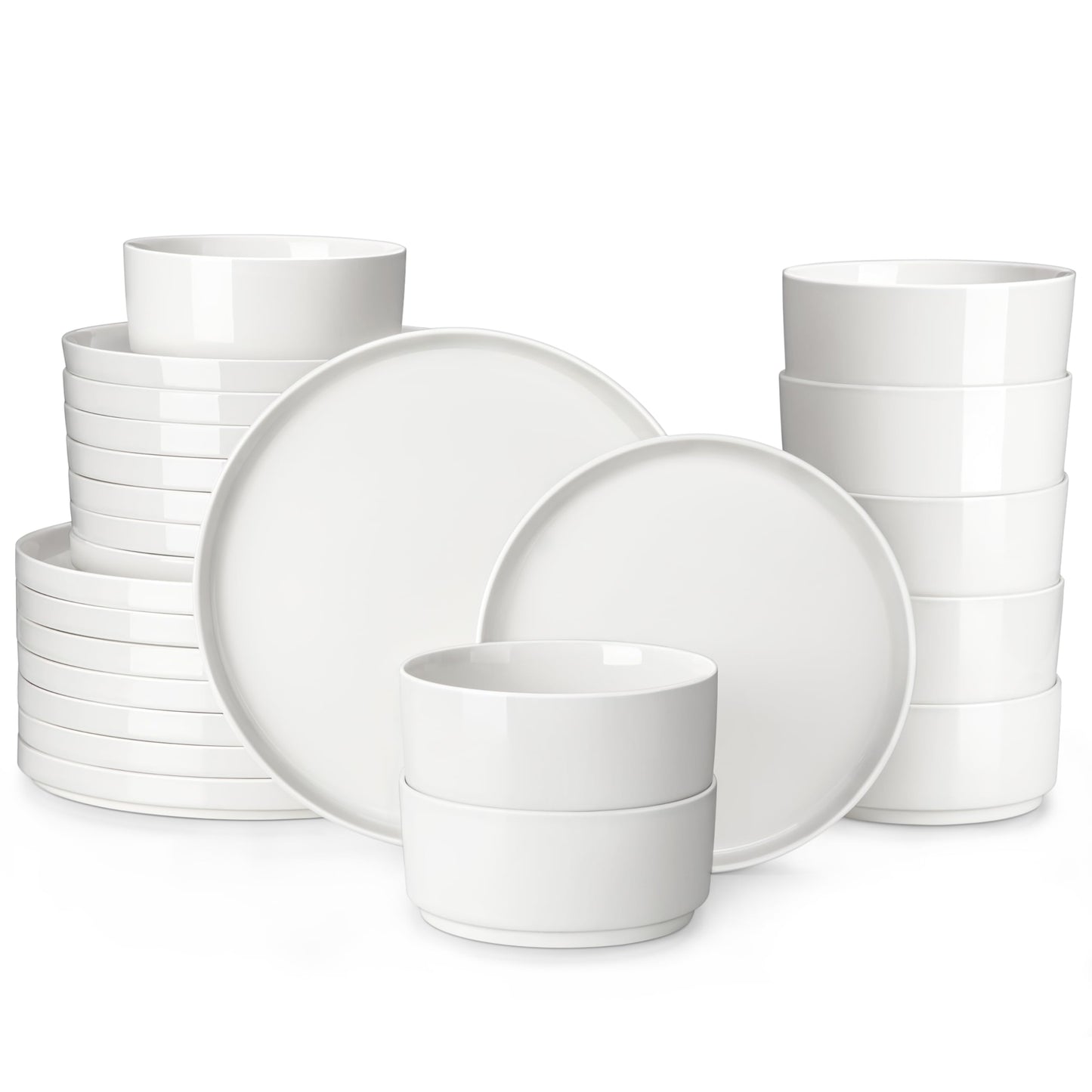 MALACASA 12 Pieces Porcelain Dinnerware Set, Modern White Dish Set for 4, Premium Serving Plates and Bowls Sets, Chip and Scratch Resistant Dishware Sets Kitchen Dishes Dining Ware Set, Series LEAH