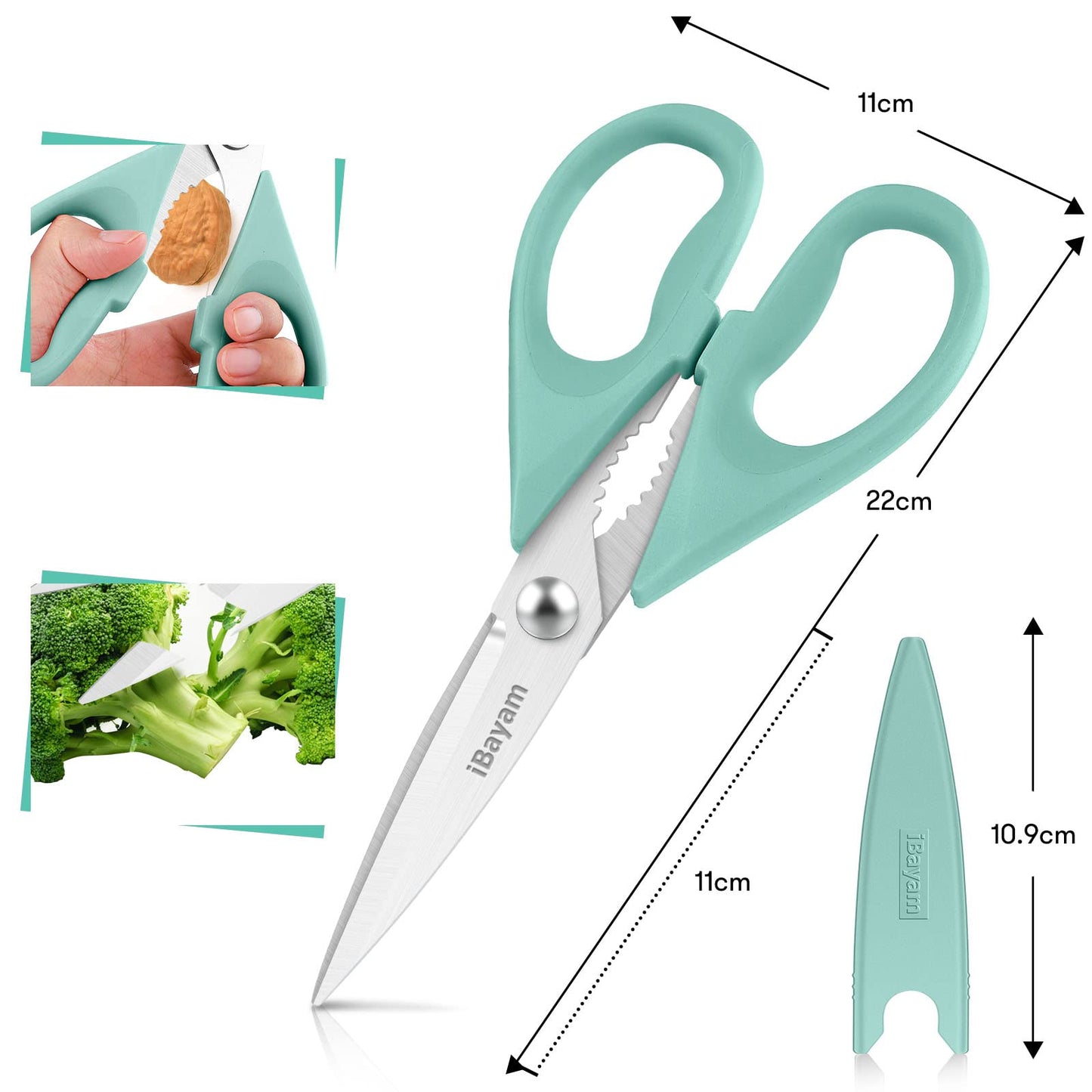 iBayam Küchenschere, Allzweck-Küchenschere, strapazierfähig, Küchen-Kochutensilien-Set, Kochutensilien, Fleisch- und Geflügelschere, spülmaschinenfeste Lebensmittel-Kochschere, Allzweckschere aus Edelstahl, Küchengeschenke