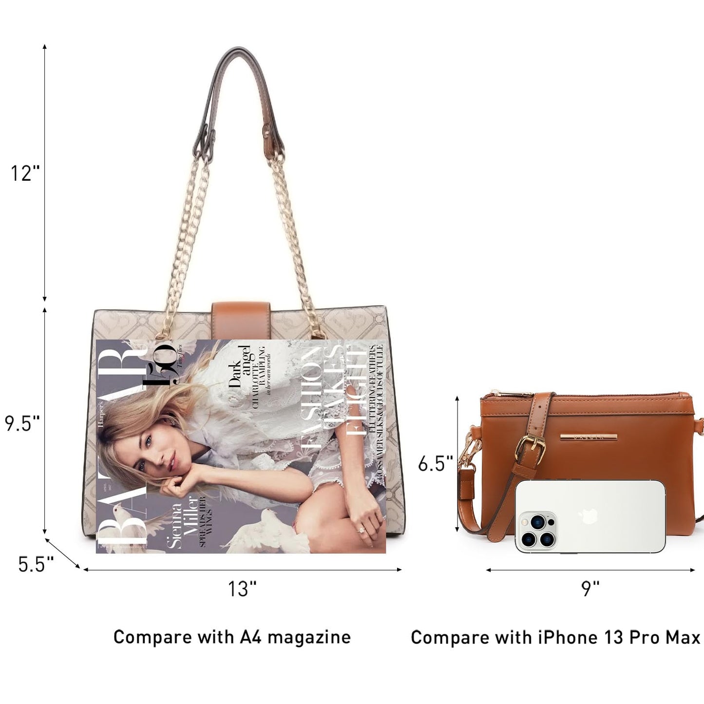 Dasein Lederhandtasche, Tragetasche, Hobo-Tasche für Damen, Schultertasche, Henkeltasche oben, Umhängetasche mit passender Clutch