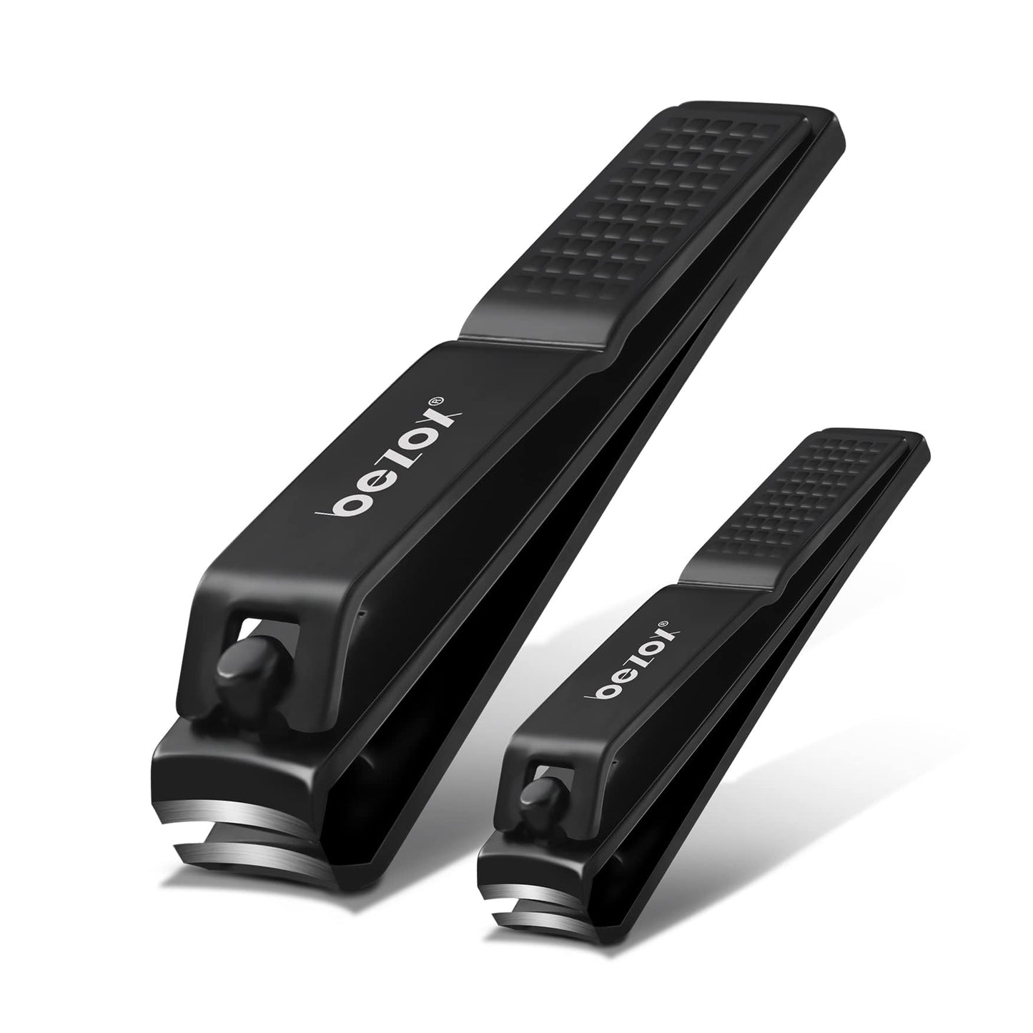 BEZOX Angled Head Toe Nail Clippers for Seniors for Thick Nails - Ergonomic Toenails Clipper for Thick Toenails, Premium Finger Nails Clipper for Adult with Catcher - Black