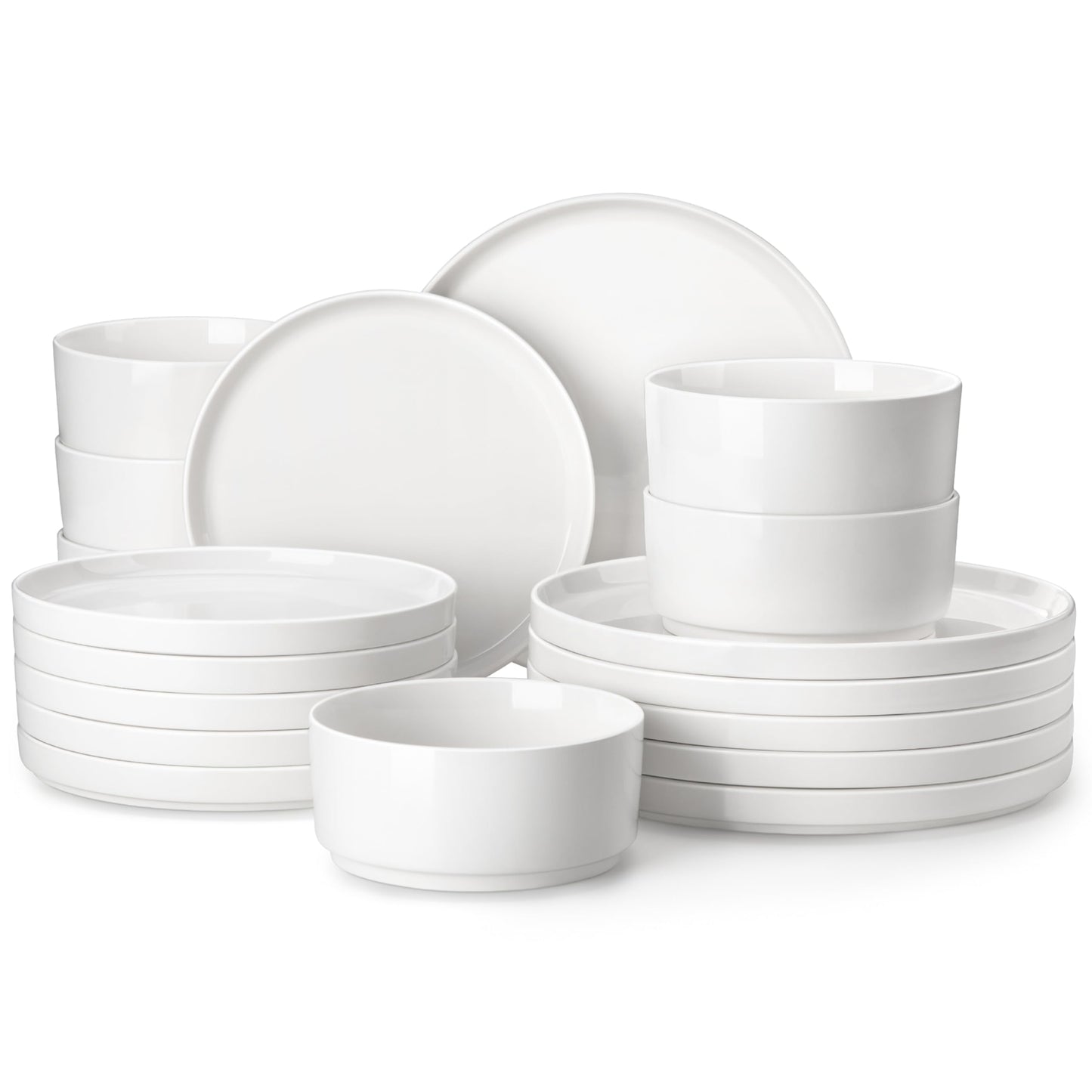 MALACASA 12 Pieces Porcelain Dinnerware Set, Modern White Dish Set for 4, Premium Serving Plates and Bowls Sets, Chip and Scratch Resistant Dishware Sets Kitchen Dishes Dining Ware Set, Series LEAH